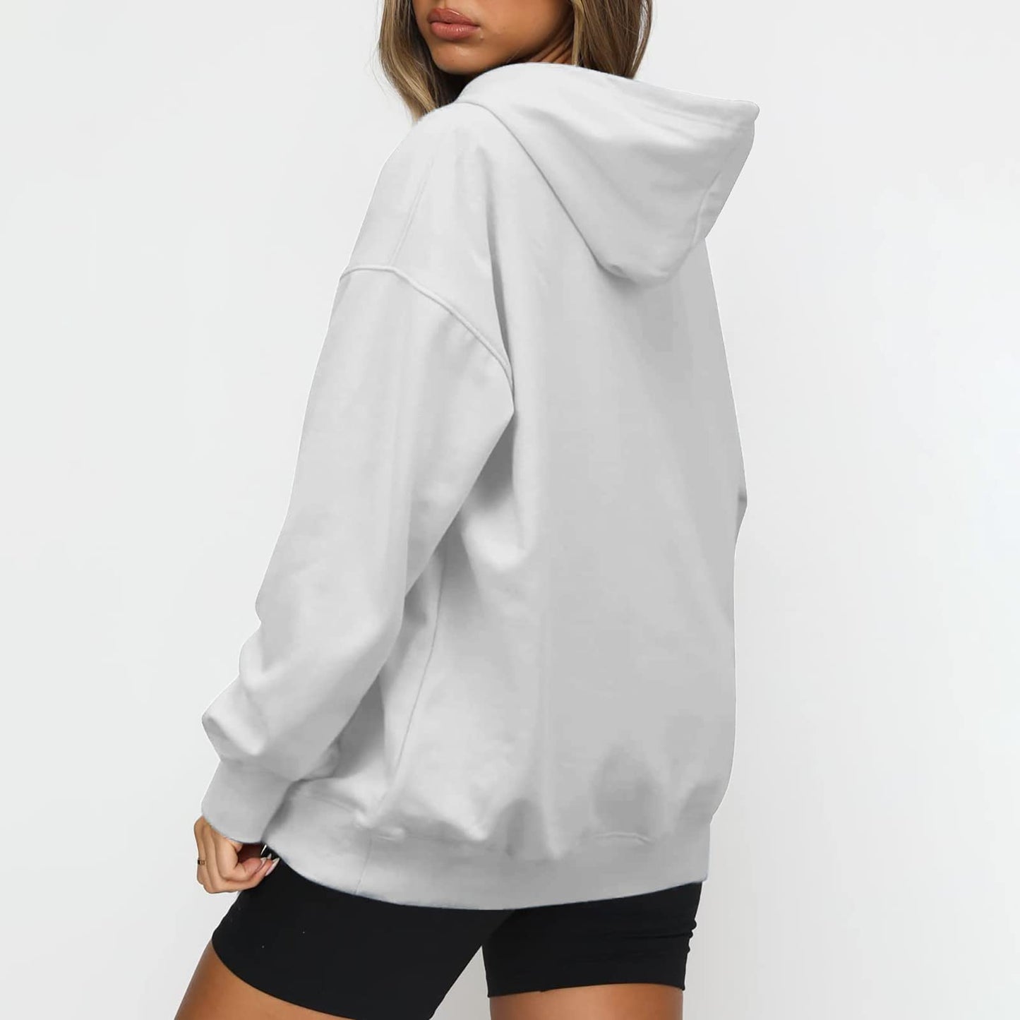 Women's Casual Hoodies Long Sleeve Lightweight Solid Pullover Tops Loose Fall Winter Sweatshirt with Pocket