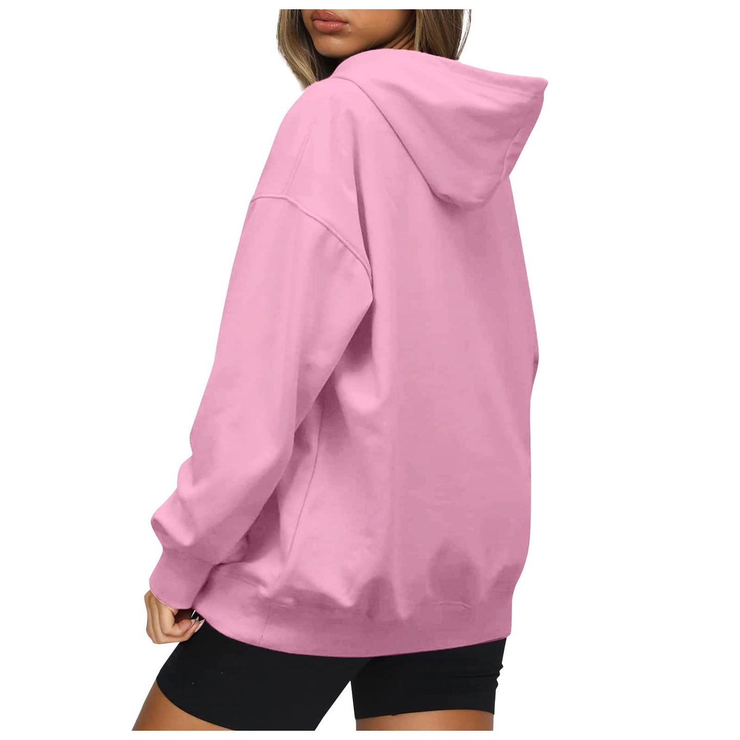 Women's Casual Hoodies Long Sleeve Lightweight Solid Pullover Tops Loose Fall Winter Sweatshirt with Pocket