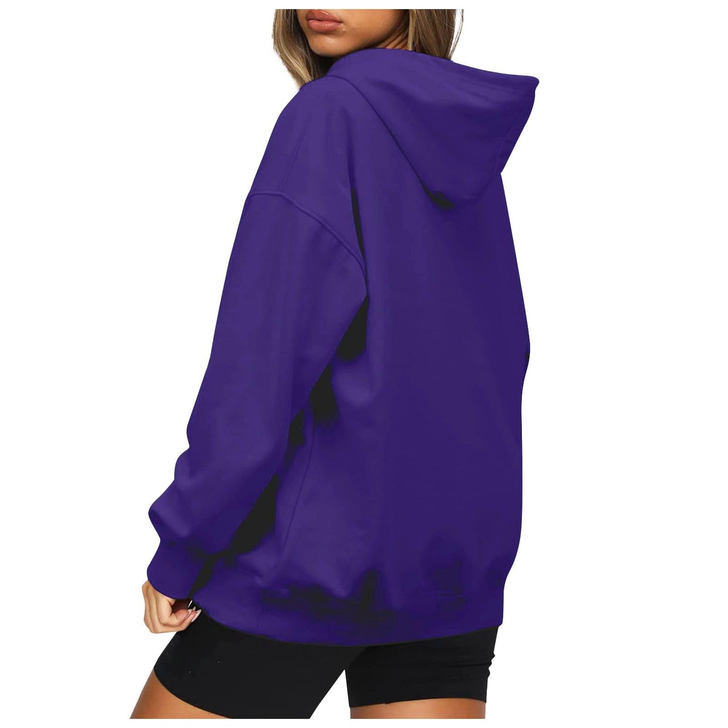 Women's Casual Hoodies Long Sleeve Lightweight Solid Pullover Tops Loose Fall Winter Sweatshirt with Pocket