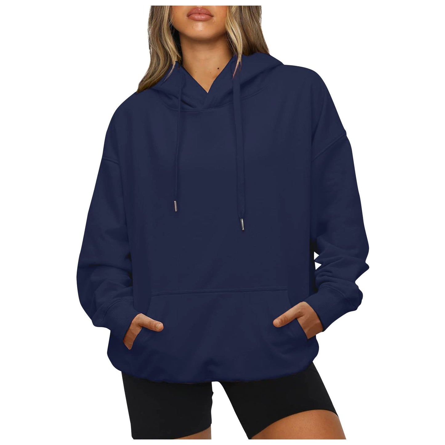 Women's Casual Hoodies Long Sleeve Lightweight Solid Pullover Tops Loose Fall Winter Sweatshirt with Pocket