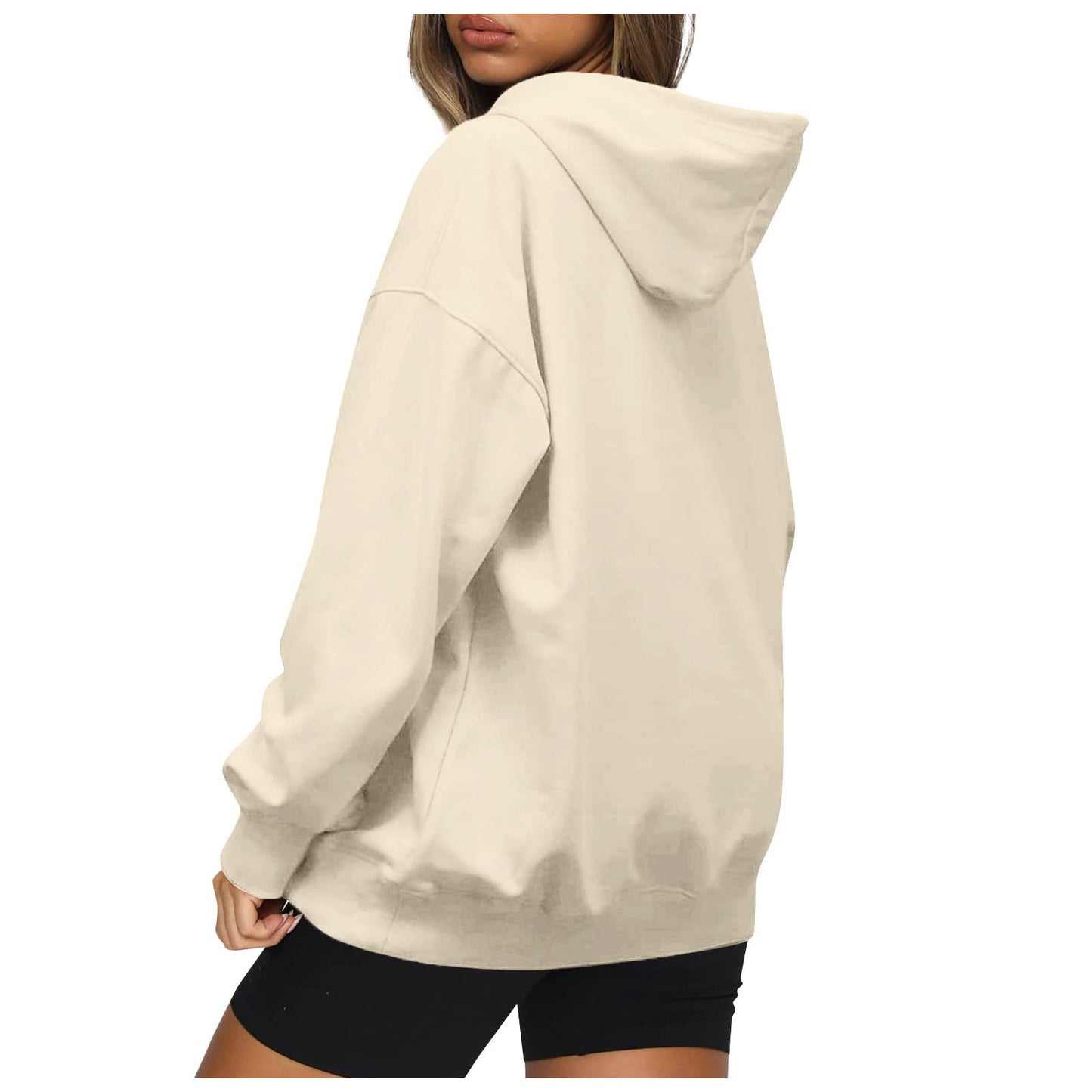 Women's Casual Hoodies Long Sleeve Lightweight Solid Pullover Tops Loose Fall Winter Sweatshirt with Pocket