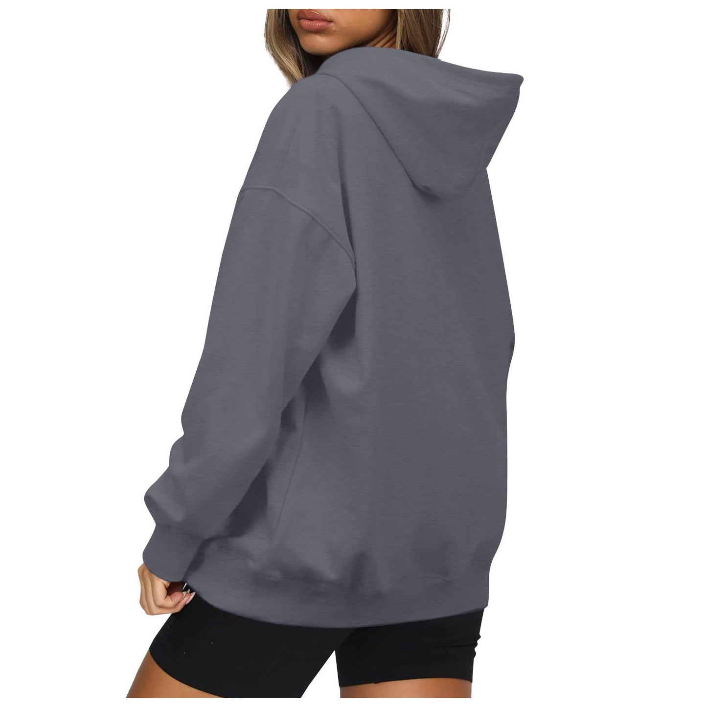 Women's Casual Hoodies Long Sleeve Lightweight Solid Pullover Tops Loose Fall Winter Sweatshirt with Pocket