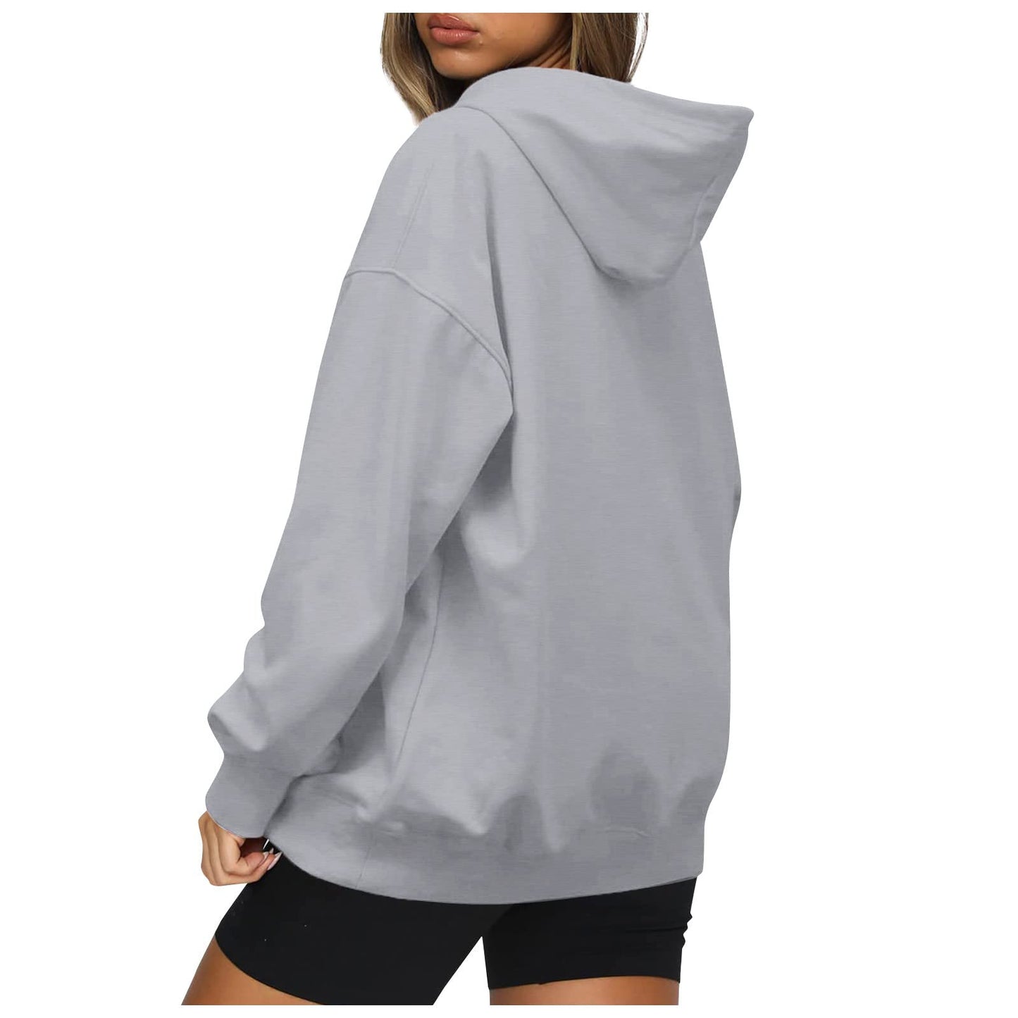 Women's Casual Hoodies Long Sleeve Lightweight Solid Pullover Tops Loose Fall Winter Sweatshirt with Pocket
