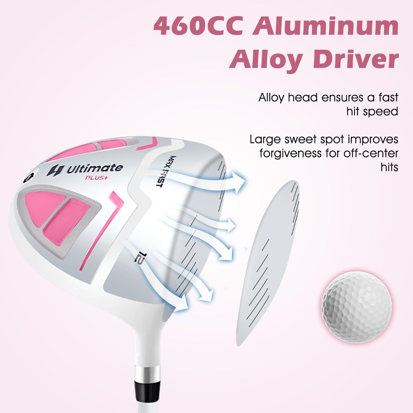 Tangkula 12 Pieces Women’s Complete Golf Club Set Right Hand, Golf Club Package Set with 460CC #1 Driver & #3 Fairway & #5 Hybrid & #5/#6/#7/#8/#9/#P/#S Irons, Putter, Portable Golf Cart Bag