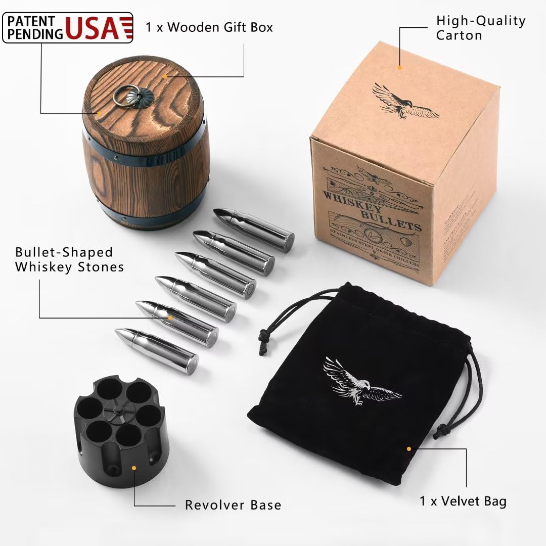 PONPUR Golf Gifts for Men Golfer, 4X Whiskey Golf Balls with 1 Tongs, Birthday, Anniversary, for Dad Him Husband, Reusable Stainless Steel Golf Ice Balls Whiskey Gift for Golf Lover