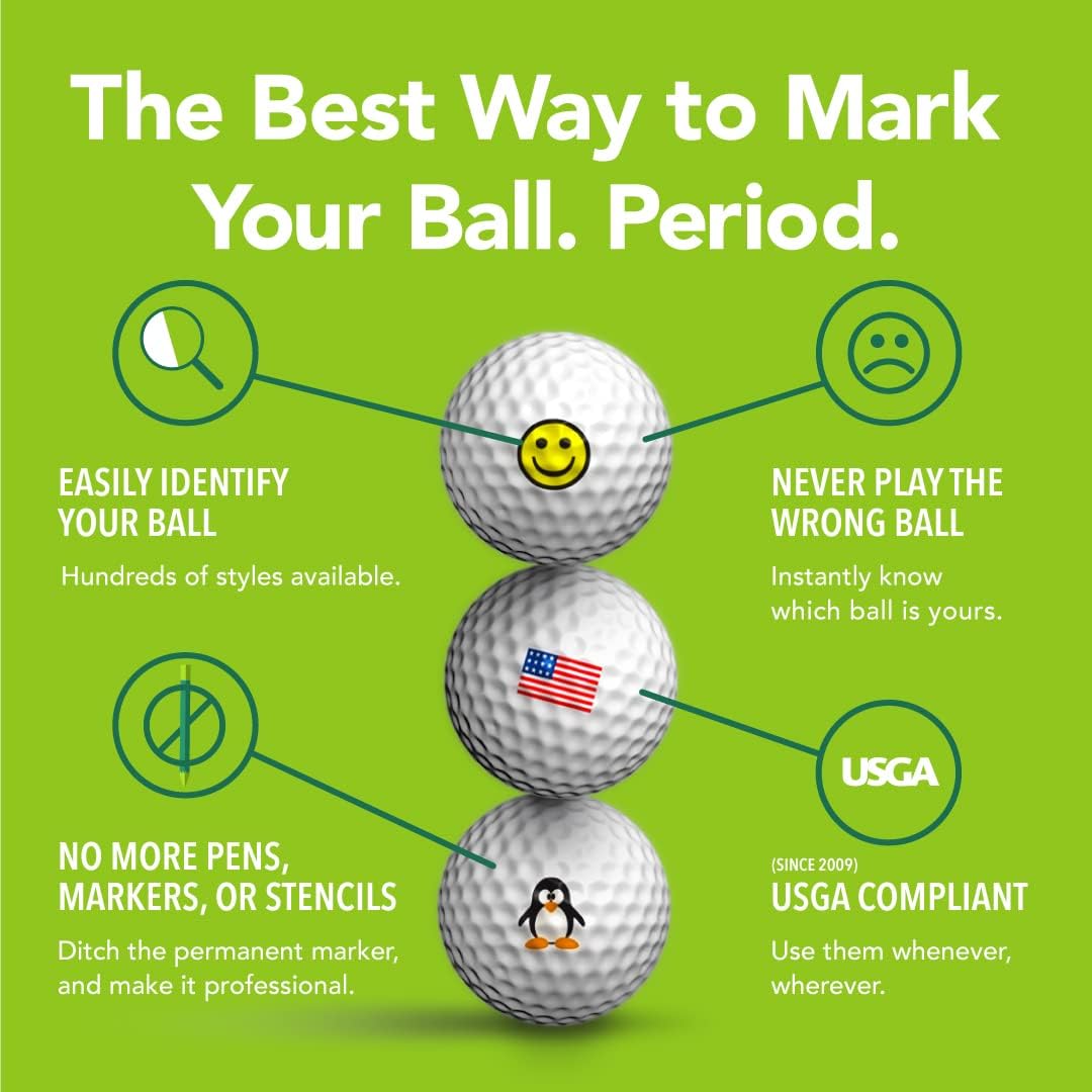 Golfdotz - USGA Rule Conforming Golf Ball Markers, Golf Ball Stickers for Marking Balls, No More Smearing from Stamps, Gifts for Golfers, Dads, and Retirees, (Tropical Collection; 18-32 Count)