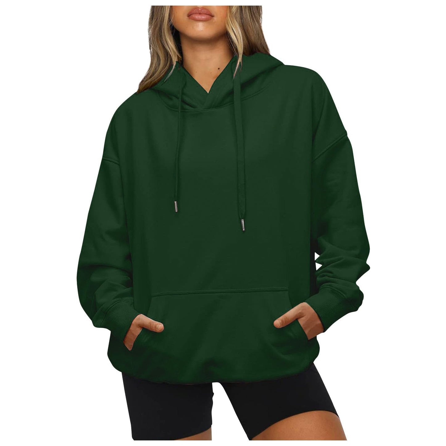 Women's Casual Hoodies Long Sleeve Lightweight Solid Pullover Tops Loose Fall Winter Sweatshirt with Pocket