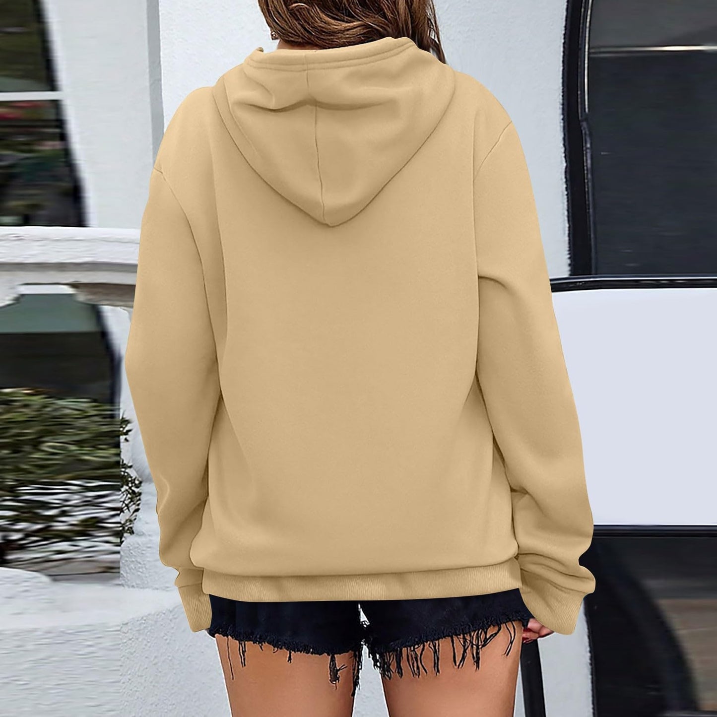 Women's Casual Hoodies Long Sleeve Lightweight Solid Pullover Tops Loose Fall Winter Sweatshirt with Pocket