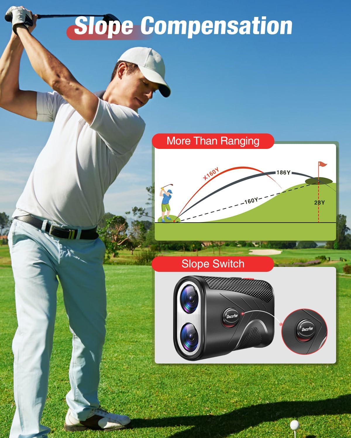 Range Finder Golf Rangefinder with Slope - 1200 Yards Laser Range Finder with Flag Lock, Vibration, 7X Magnification, Rechargeable with Magnetic Mount – Ideal Golf Accessories for Golfers & Hunting