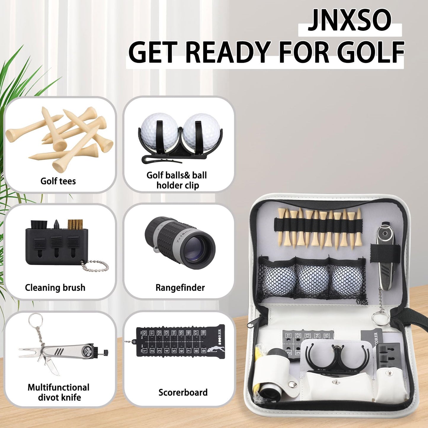 Golf Gifts for Men and Women,Golf Accessories Set with Hi-End Case,Golf Balls,Golf Tees,Golf Multifunctional Divot Tool,Rangefinder Golf Brush,Golf Scorer,Golf Ball Clamp