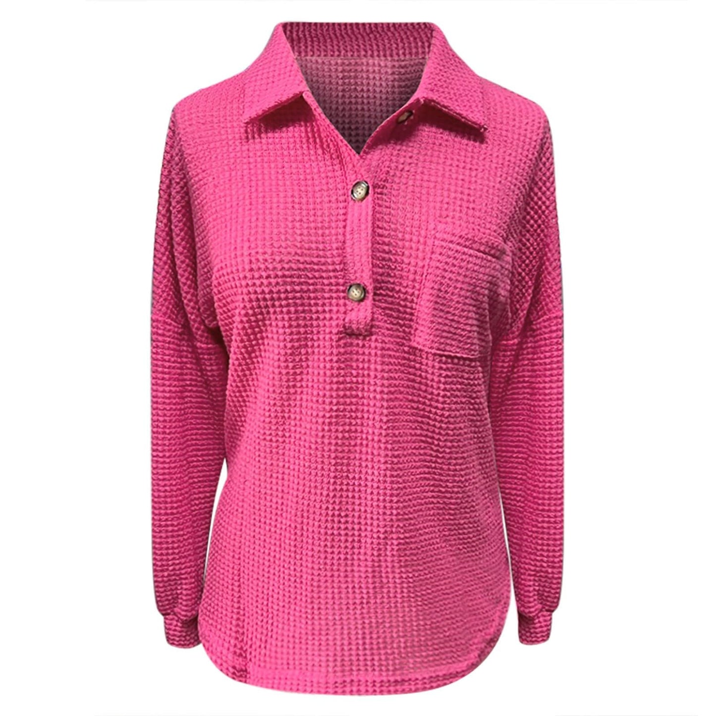 Waffle Knit Tops for Women Oversized Waffle Knit Shirt Cute Clothes Tops Sweatshirt for Women with Pocket
