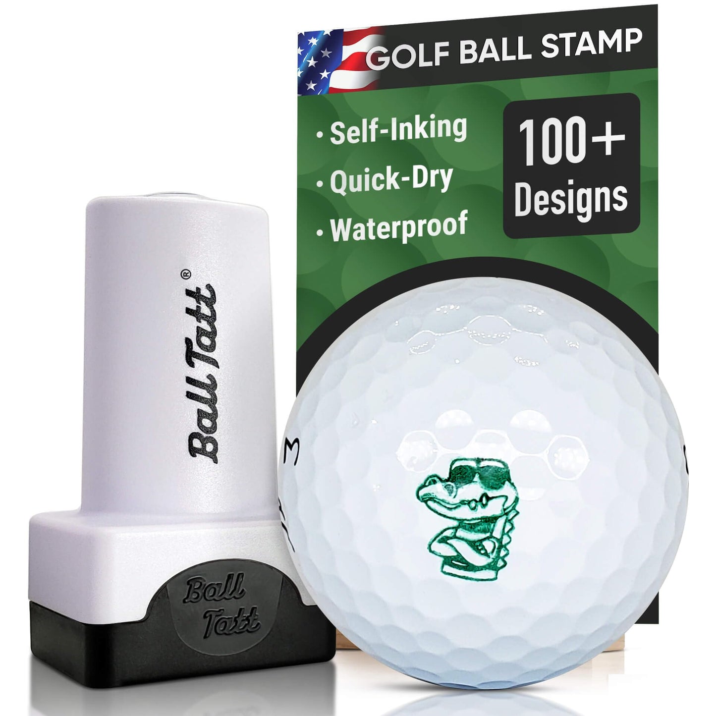 Golf Ball Stamp - Self-Inking Marker - Quick-Dry Permanent Marking Tool, No Leaks or Refills, Reusable & Waterproof Golfing Stamper - Ideal Gift for Golfers, Dads, (Animals and Plants)