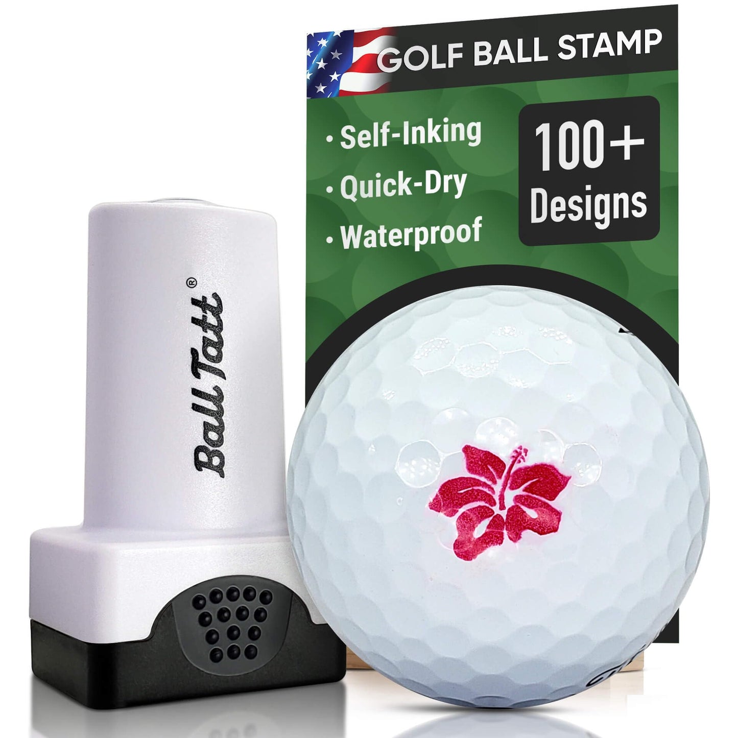 Golf Ball Stamp - Self-Inking Marker - Quick-Dry Permanent Marking Tool, No Leaks or Refills, Reusable & Waterproof Golfing Stamper - Ideal Gift for Golfers, Dads, (Animals and Plants)