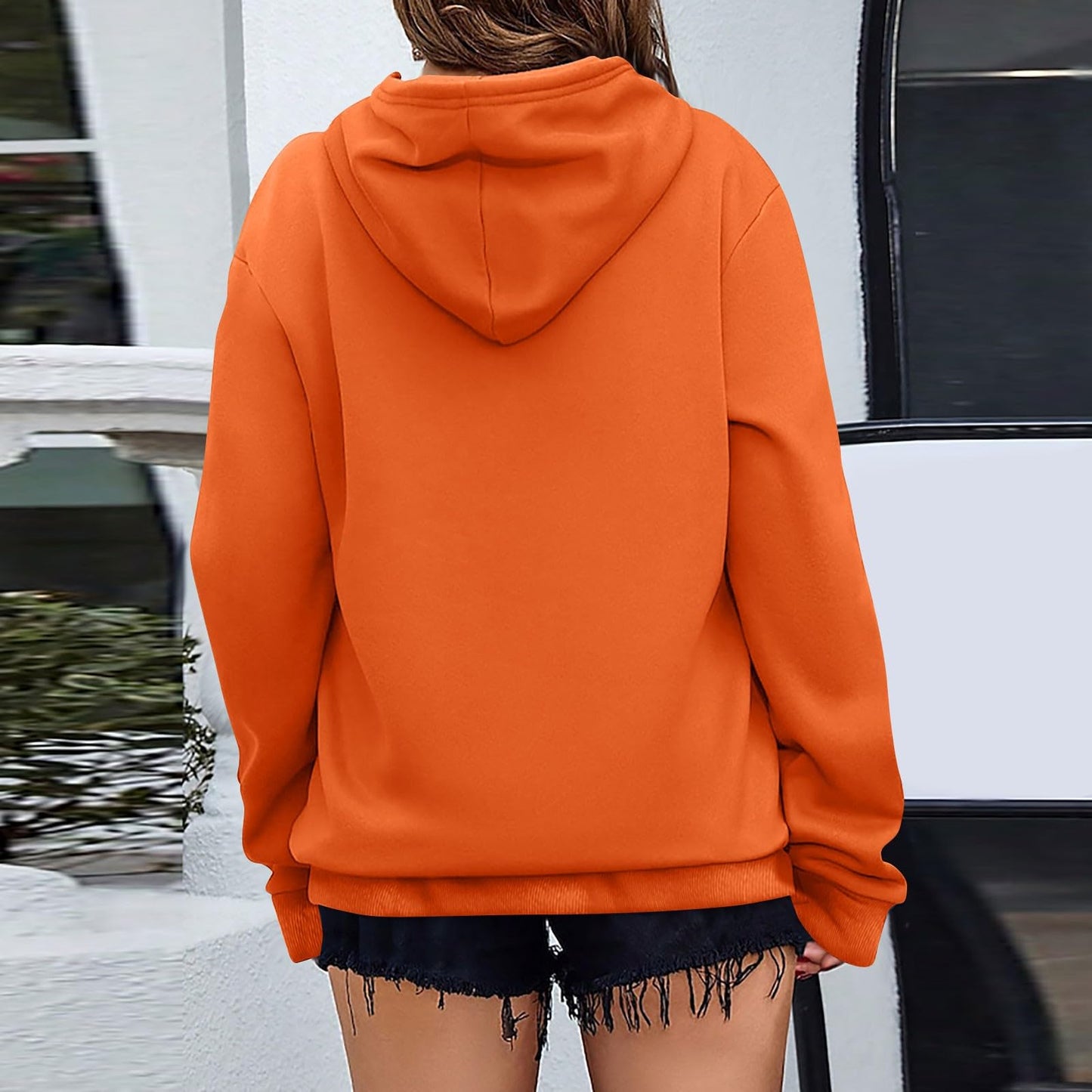 Women's Casual Hoodies Long Sleeve Lightweight Solid Pullover Tops Loose Fall Winter Sweatshirt with Pocket
