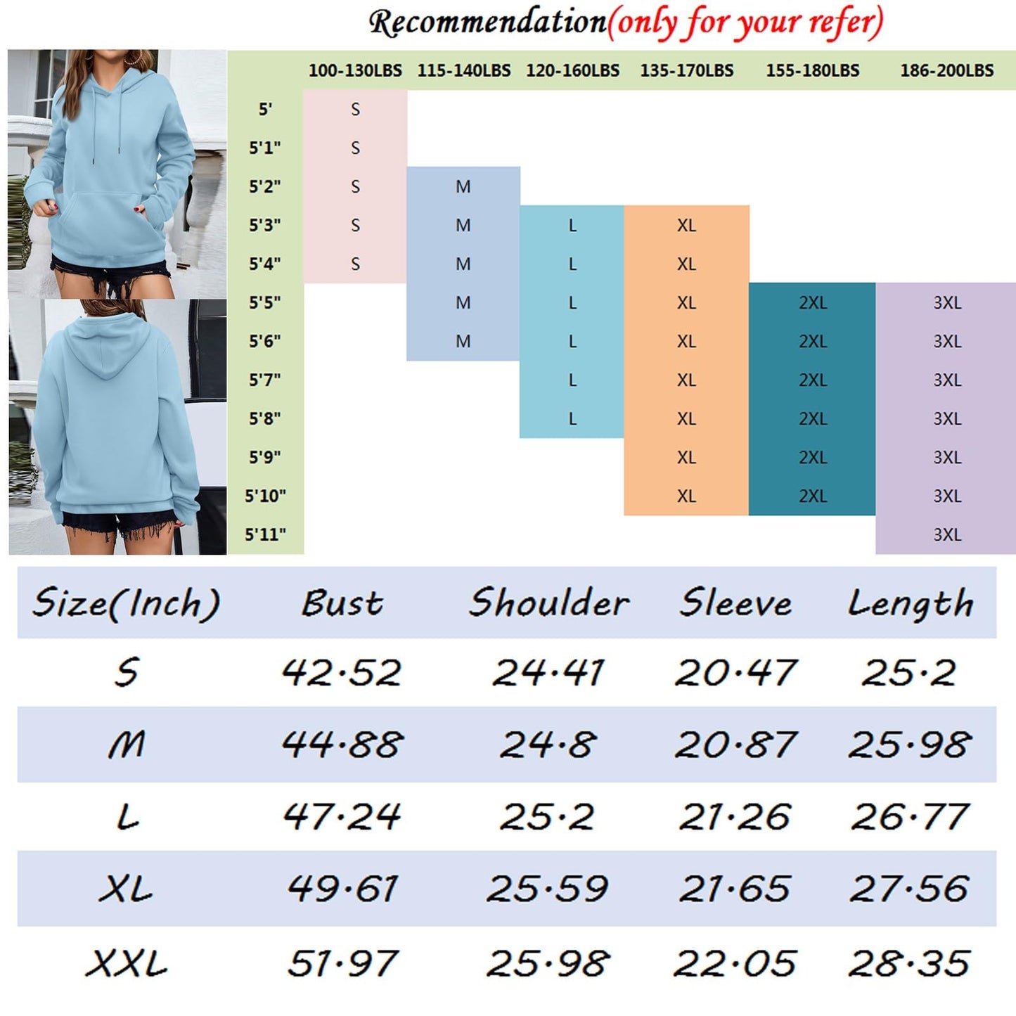 Women's Casual Hoodies Long Sleeve Lightweight Solid Pullover Tops Loose Fall Winter Sweatshirt with Pocket