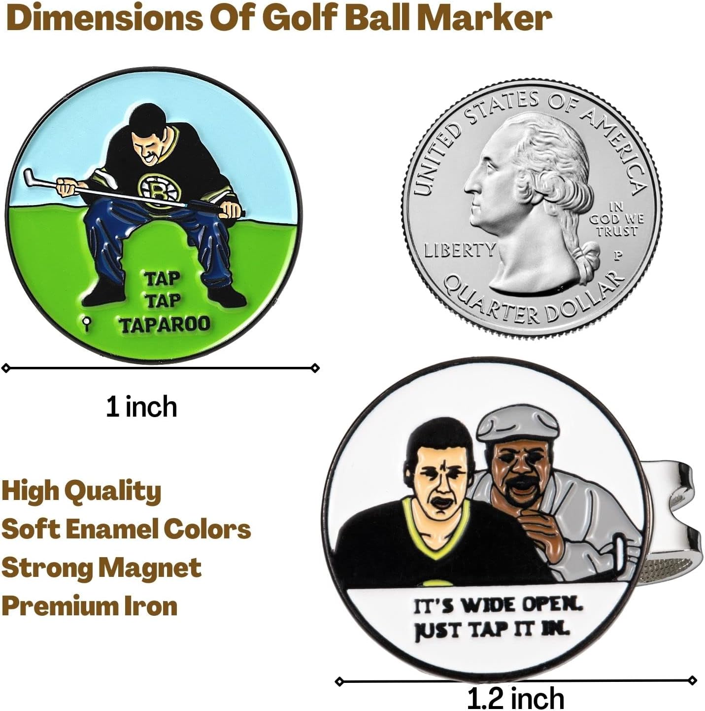 Artpreti Golf Ball Marker with a Standard Magnetic Hat Clip, Funny Golf Ball Marker Hat Clip for Men Women, Premium Golf Gifts for Men Women, Golf Accessories for Golf Lovers