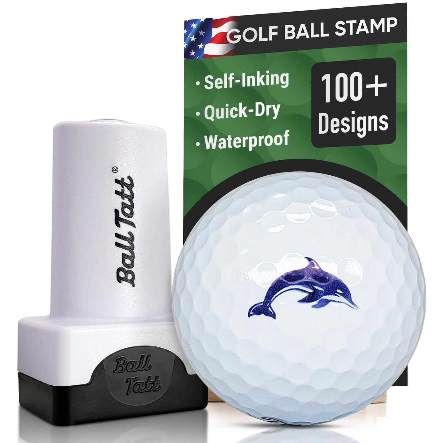 Golf Ball Stamp - Self-Inking Marker - Quick-Dry Permanent Marking Tool, No Leaks or Refills, Reusable & Waterproof Golfing Stamper - Ideal Gift for Golfers, Dads, (Animals and Plants)