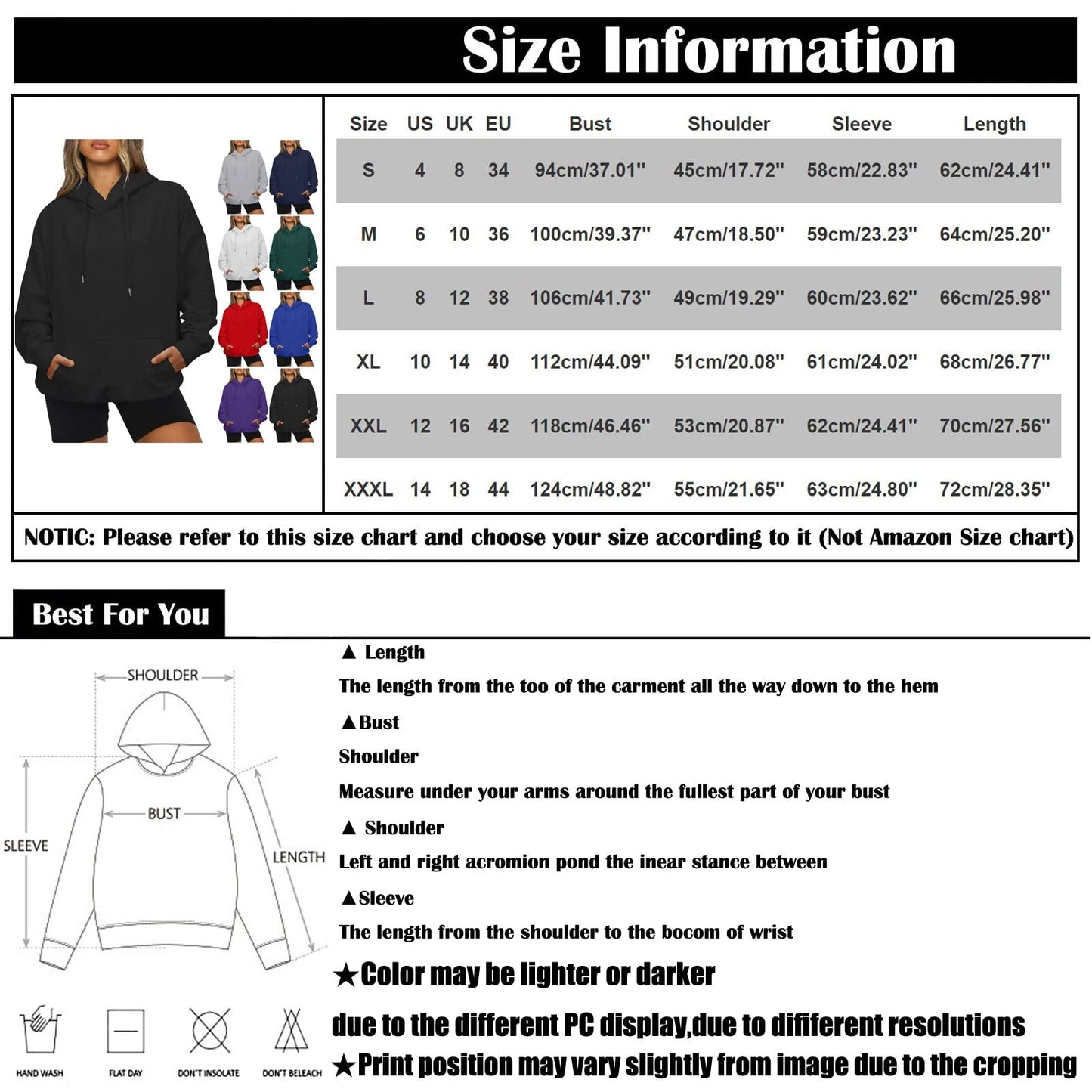 Women's Casual Hoodies Long Sleeve Lightweight Solid Pullover Tops Loose Fall Winter Sweatshirt with Pocket