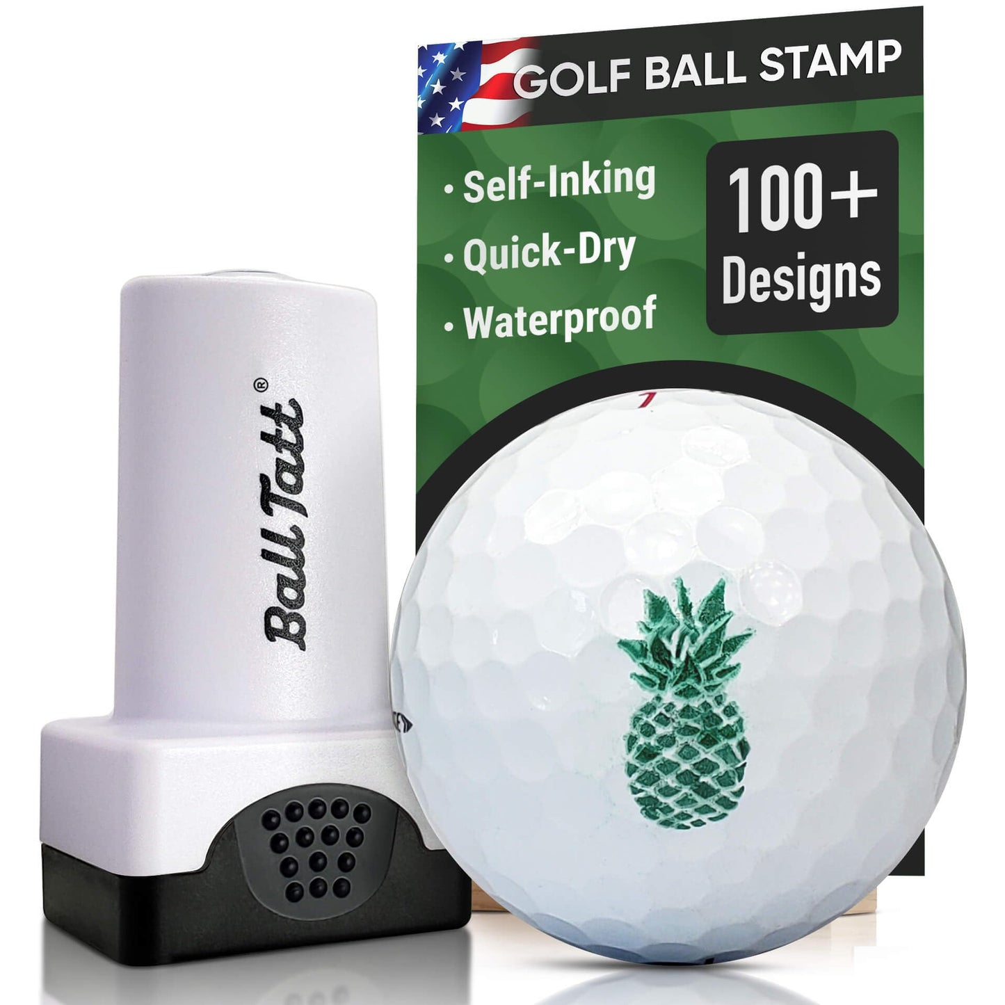 Golf Ball Stamp - Self-Inking Marker - Quick-Dry Permanent Marking Tool, No Leaks or Refills, Reusable & Waterproof Golfing Stamper - Ideal Gift for Golfers, Dads, (Animals and Plants)