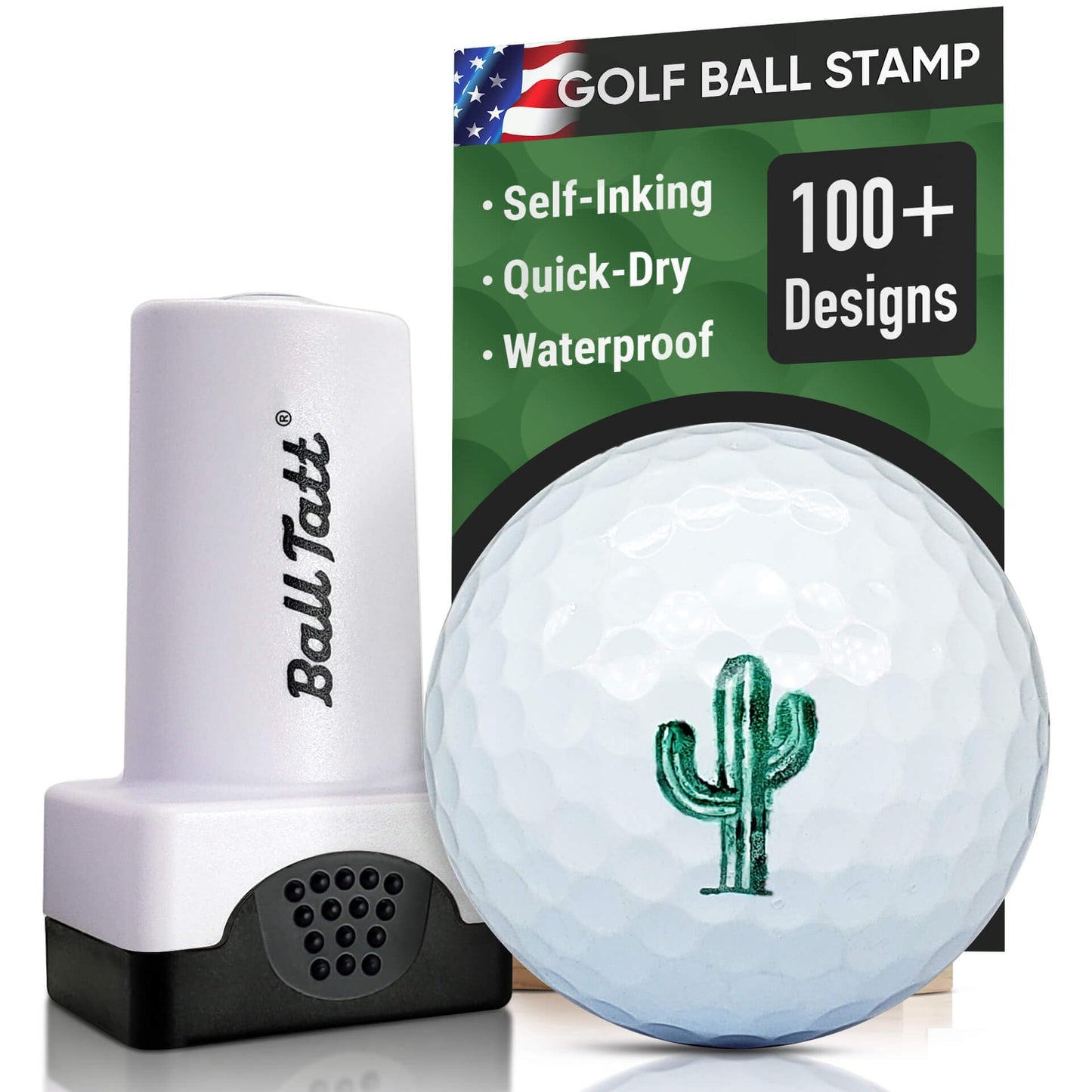 Golf Ball Stamp - Self-Inking Marker - Quick-Dry Permanent Marking Tool, No Leaks or Refills, Reusable & Waterproof Golfing Stamper - Ideal Gift for Golfers, Dads, (Animals and Plants)