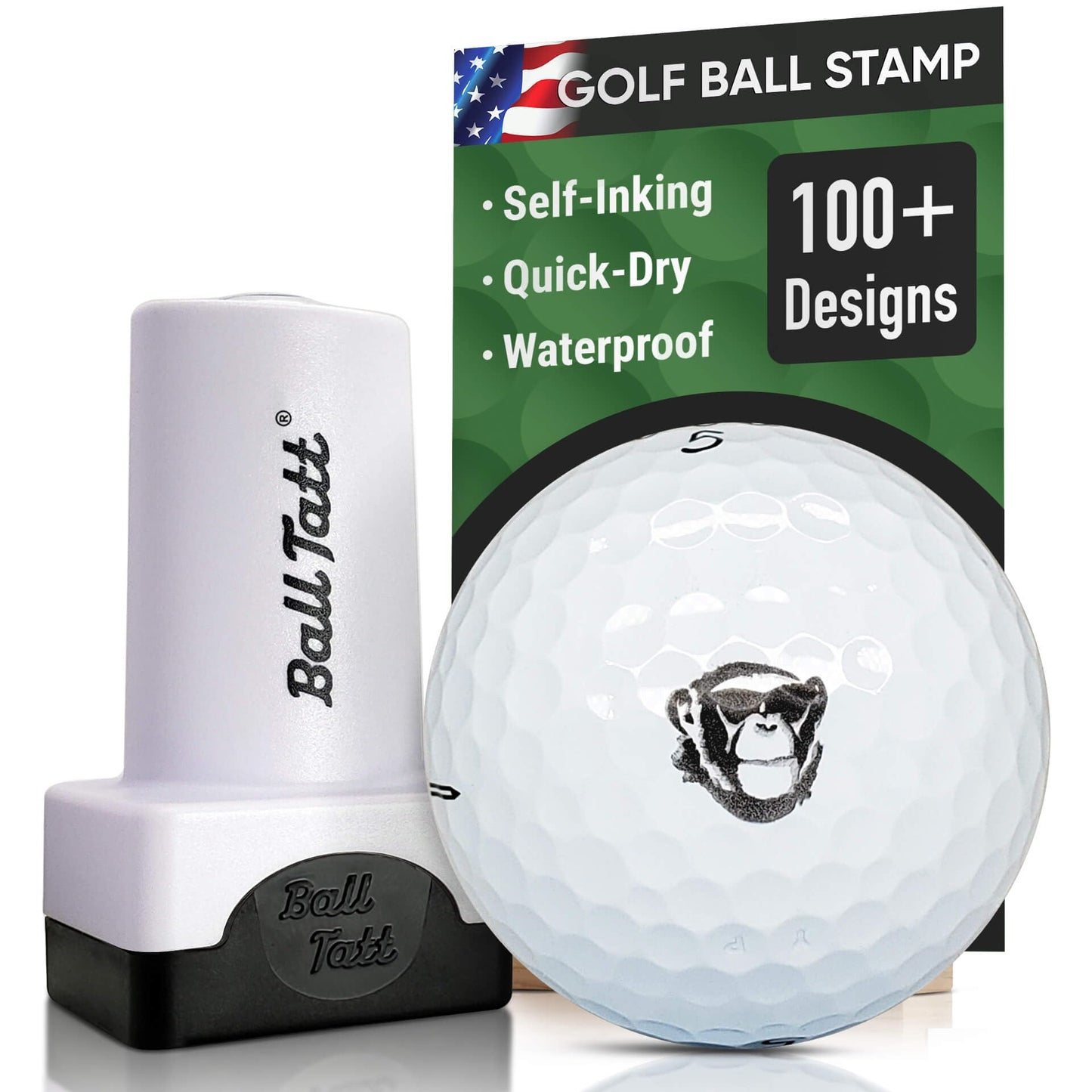 Golf Ball Stamp - Self-Inking Marker - Quick-Dry Permanent Marking Tool, No Leaks or Refills, Reusable & Waterproof Golfing Stamper - Ideal Gift for Golfers, Dads, (Animals and Plants)