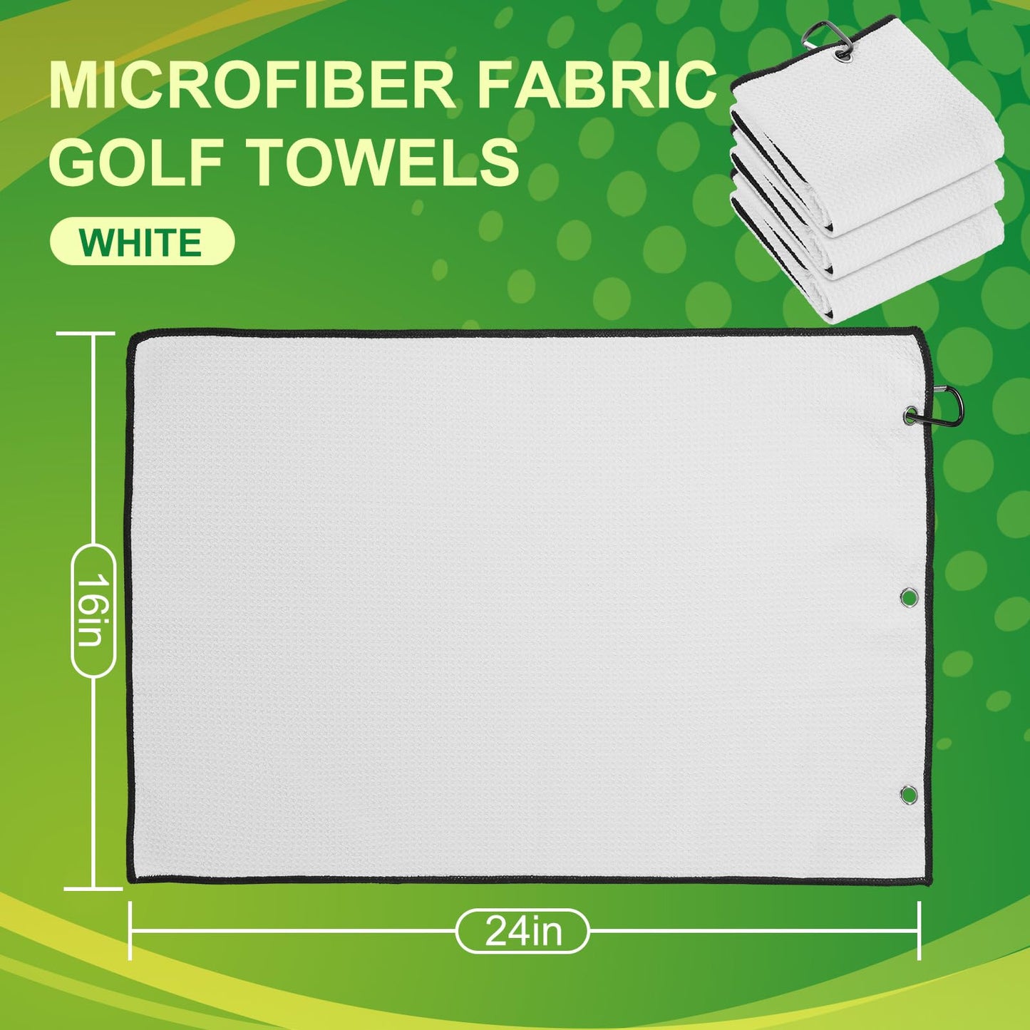Batiyeer Golf Towels Bulk for Bags 16'' x 24'' Microfiber Waffle Pattern Golf Towels Trifold with Clip for Hiking,Tournament, Yoga