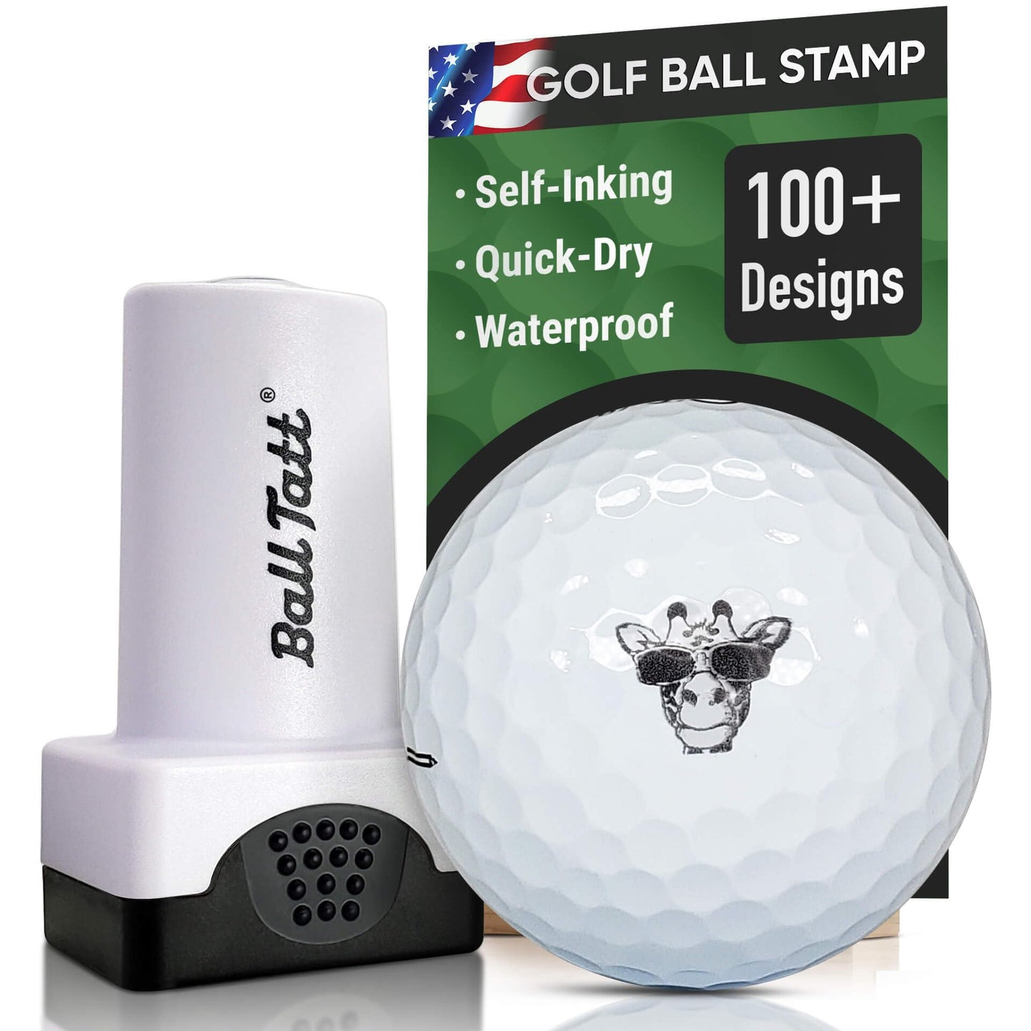 Golf Ball Stamp - Self-Inking Marker - Quick-Dry Permanent Marking Tool, No Leaks or Refills, Reusable & Waterproof Golfing Stamper - Ideal Gift for Golfers, Dads, (Animals and Plants)
