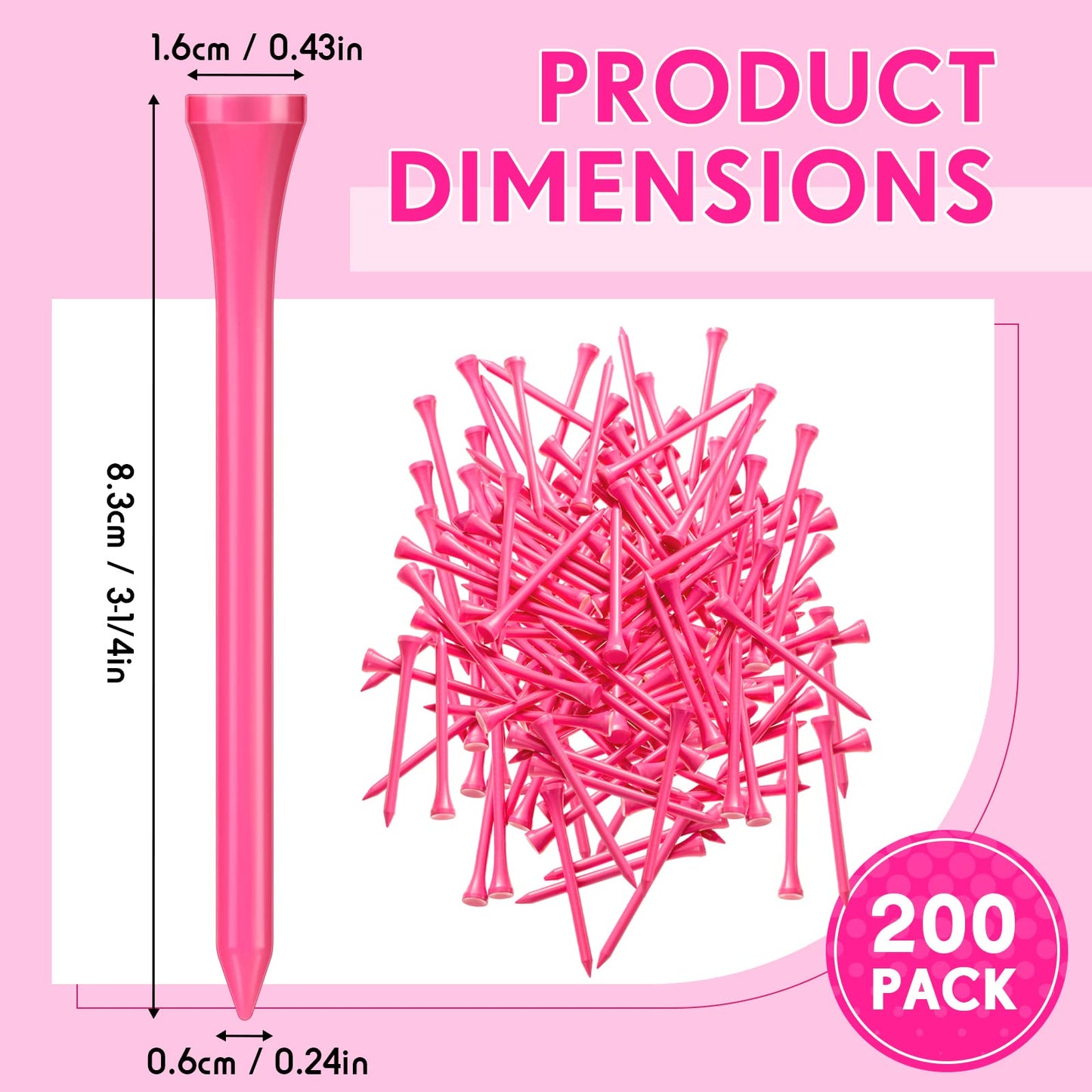 Jenaai 200 Pcs Golf Tees Bamboo Golf Tees Professional Golf Tees Bulk for Women Golf Club Accessories