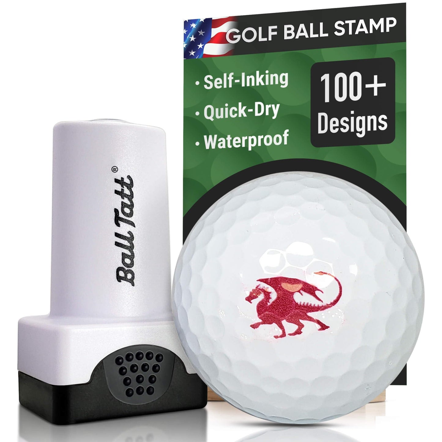 Golf Ball Stamp - Self-Inking Marker - Quick-Dry Permanent Marking Tool, No Leaks or Refills, Reusable & Waterproof Golfing Stamper - Ideal Gift for Golfers, Dads, (Animals and Plants)