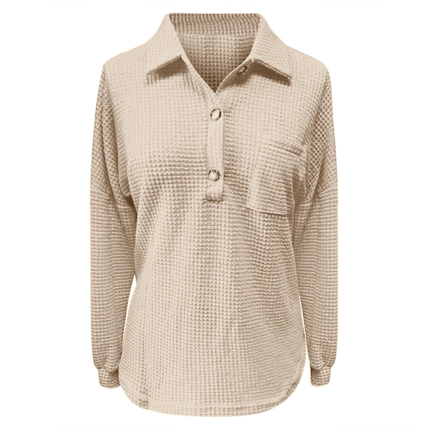 Waffle Knit Tops for Women Oversized Waffle Knit Shirt Cute Clothes Tops Sweatshirt for Women with Pocket