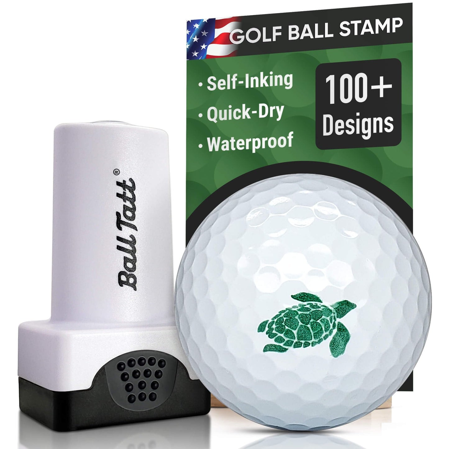 Golf Ball Stamp - Self-Inking Marker - Quick-Dry Permanent Marking Tool, No Leaks or Refills, Reusable & Waterproof Golfing Stamper - Ideal Gift for Golfers, Dads, (Animals and Plants)