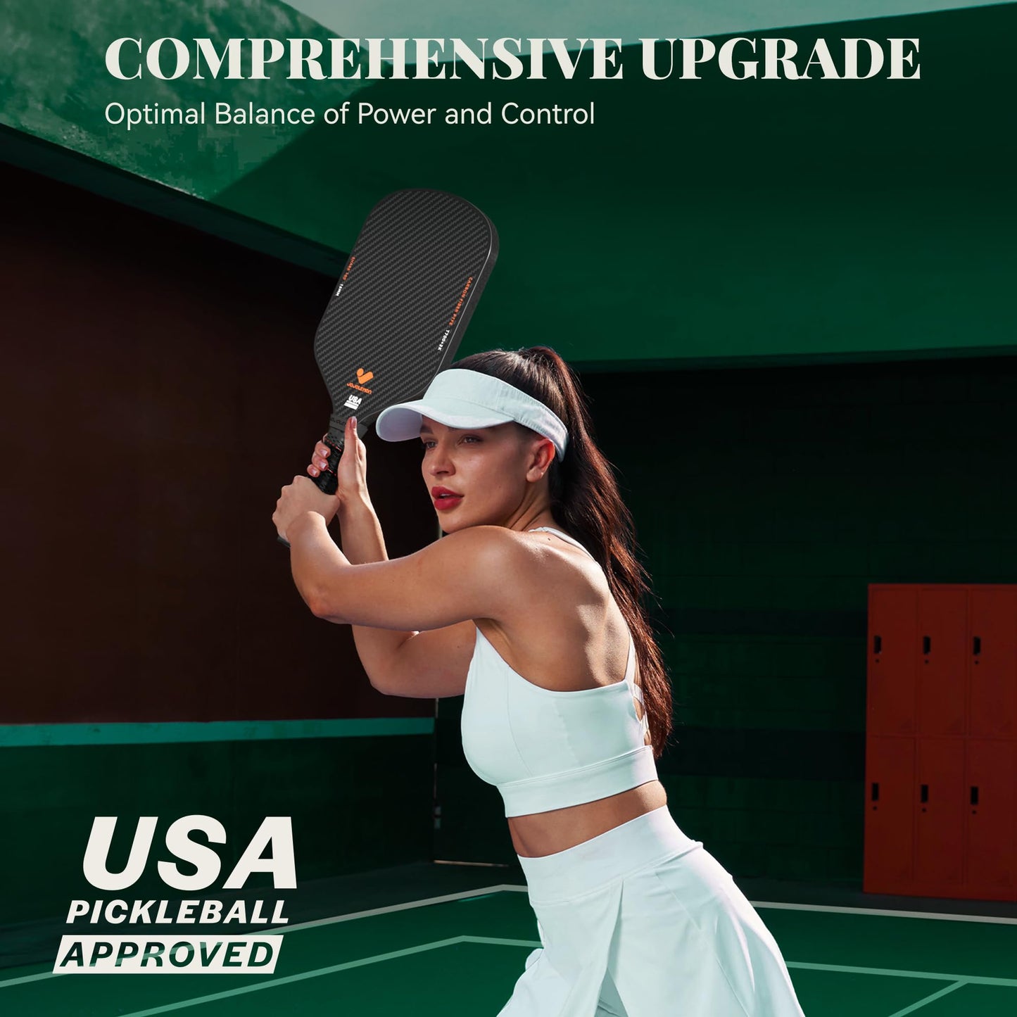 Pickleball Paddles, Carbon Fiber Pickleball Paddle with a 16mm Shark Power Polymer Core, The Pickleball Rackets Designed for Ultimate Spin & Consistency