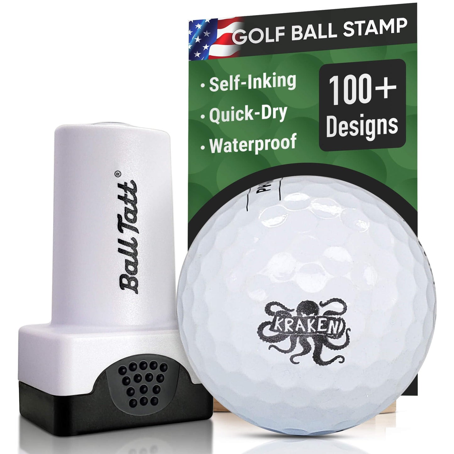 Golf Ball Stamp - Self-Inking Marker - Quick-Dry Permanent Marking Tool, No Leaks or Refills, Reusable & Waterproof Golfing Stamper - Ideal Gift for Golfers, Dads, (Animals and Plants)