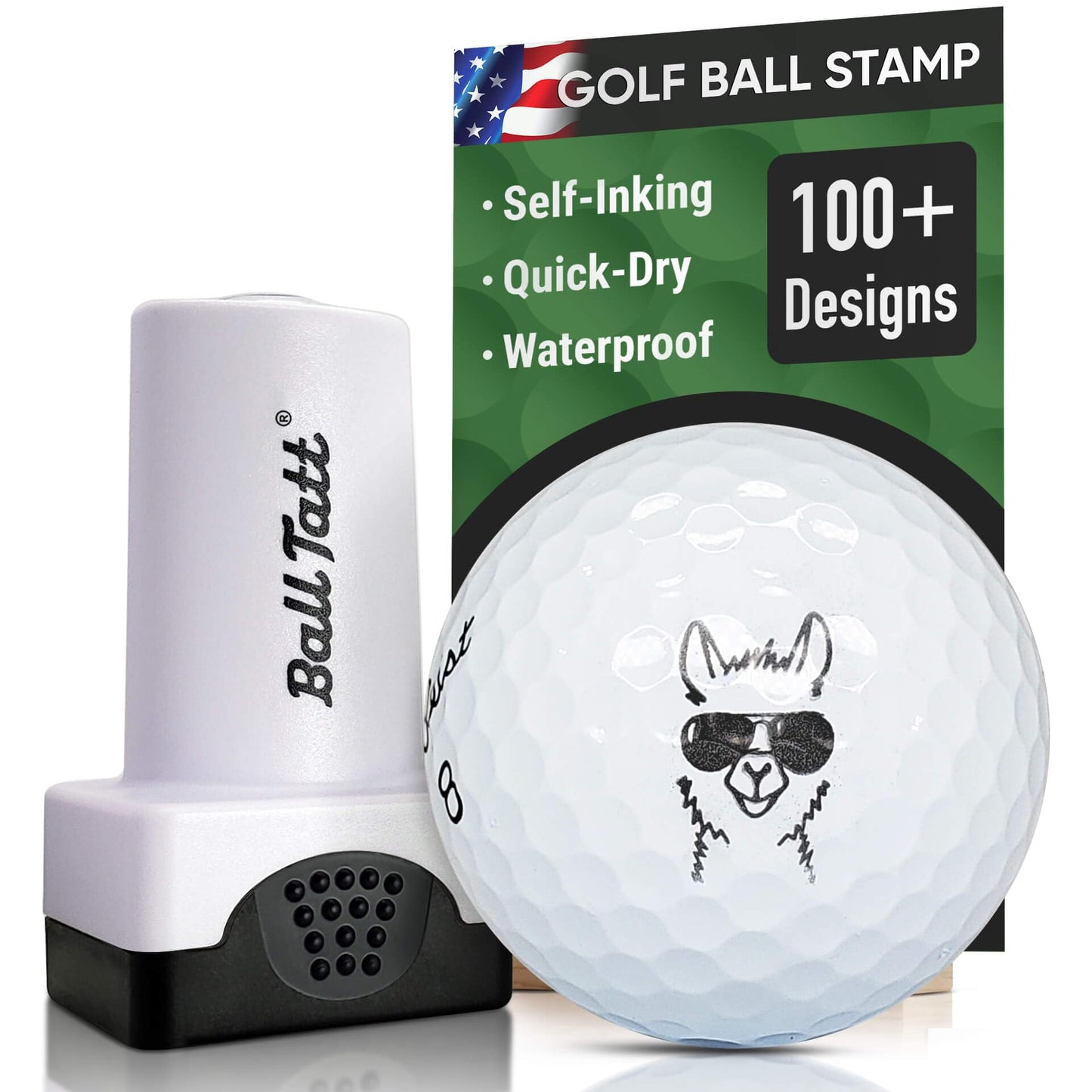 Golf Ball Stamp - Self-Inking Marker - Quick-Dry Permanent Marking Tool, No Leaks or Refills, Reusable & Waterproof Golfing Stamper - Ideal Gift for Golfers, Dads, (Animals and Plants)