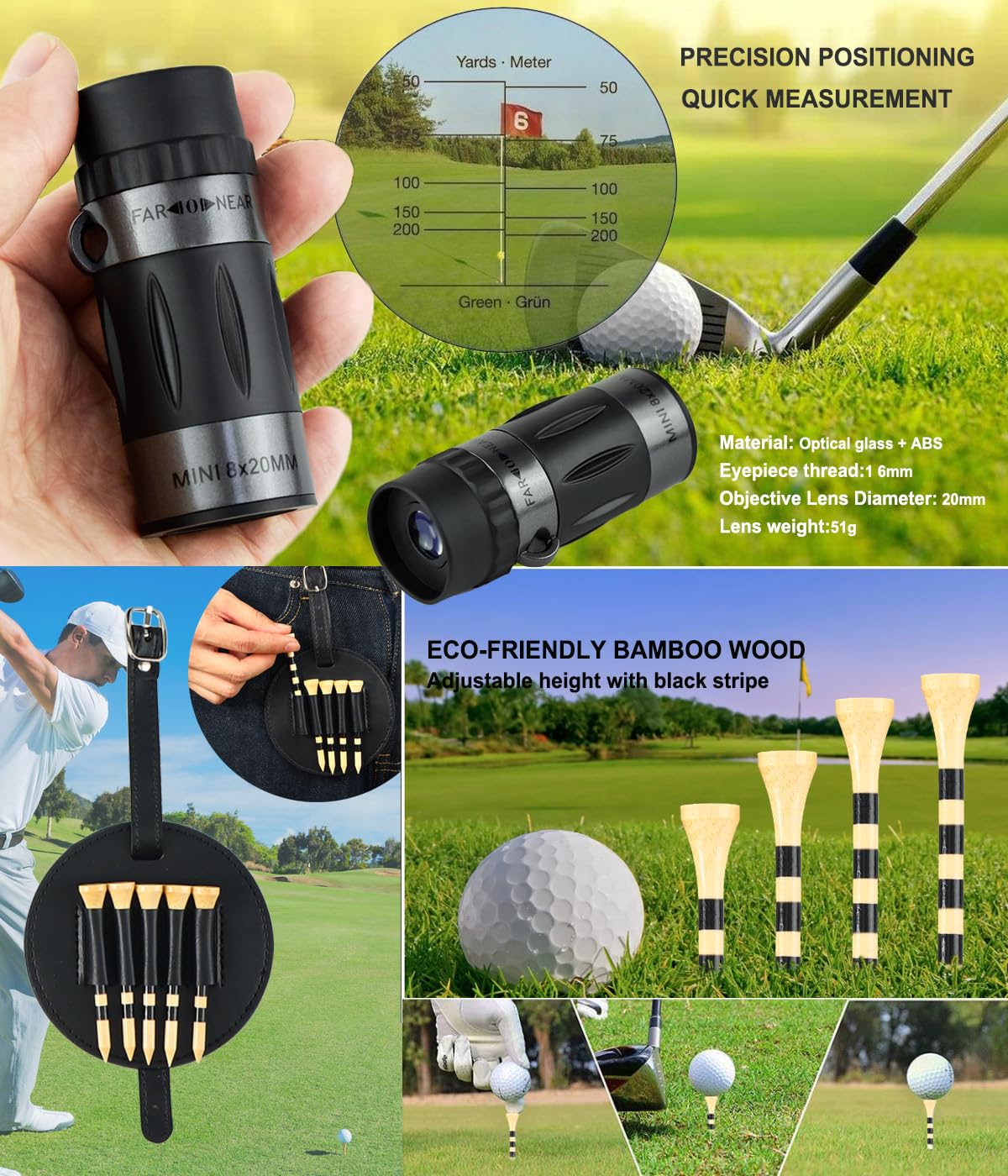 Golf Accessories Kit, Golf Gifts for Men & Women, Golf Essentials Tools, Golf Stuff Gear, Golf Tees, Golf Club Regripping Kit, Divot Repair Tool,Golf Club Brush