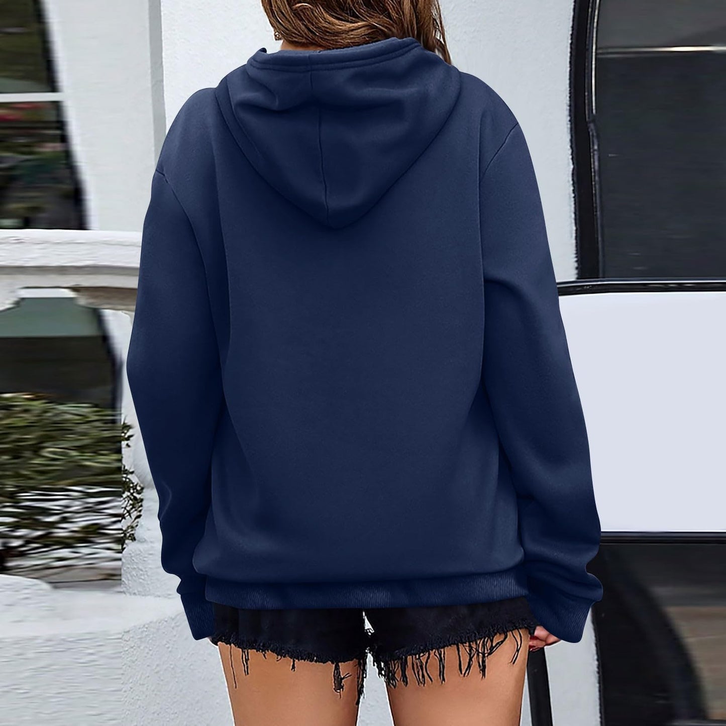 Women's Casual Hoodies Long Sleeve Lightweight Solid Pullover Tops Loose Fall Winter Sweatshirt with Pocket