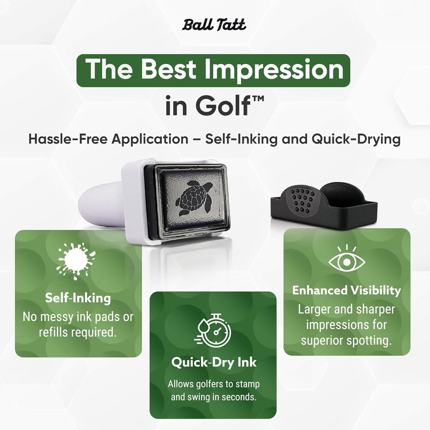 Golf Ball Stamp - Self-Inking Marker - Quick-Dry Permanent Marking Tool, No Leaks or Refills, Reusable & Waterproof Golfing Stamper - Ideal Gift for Golfers, Dads, (Animals and Plants)