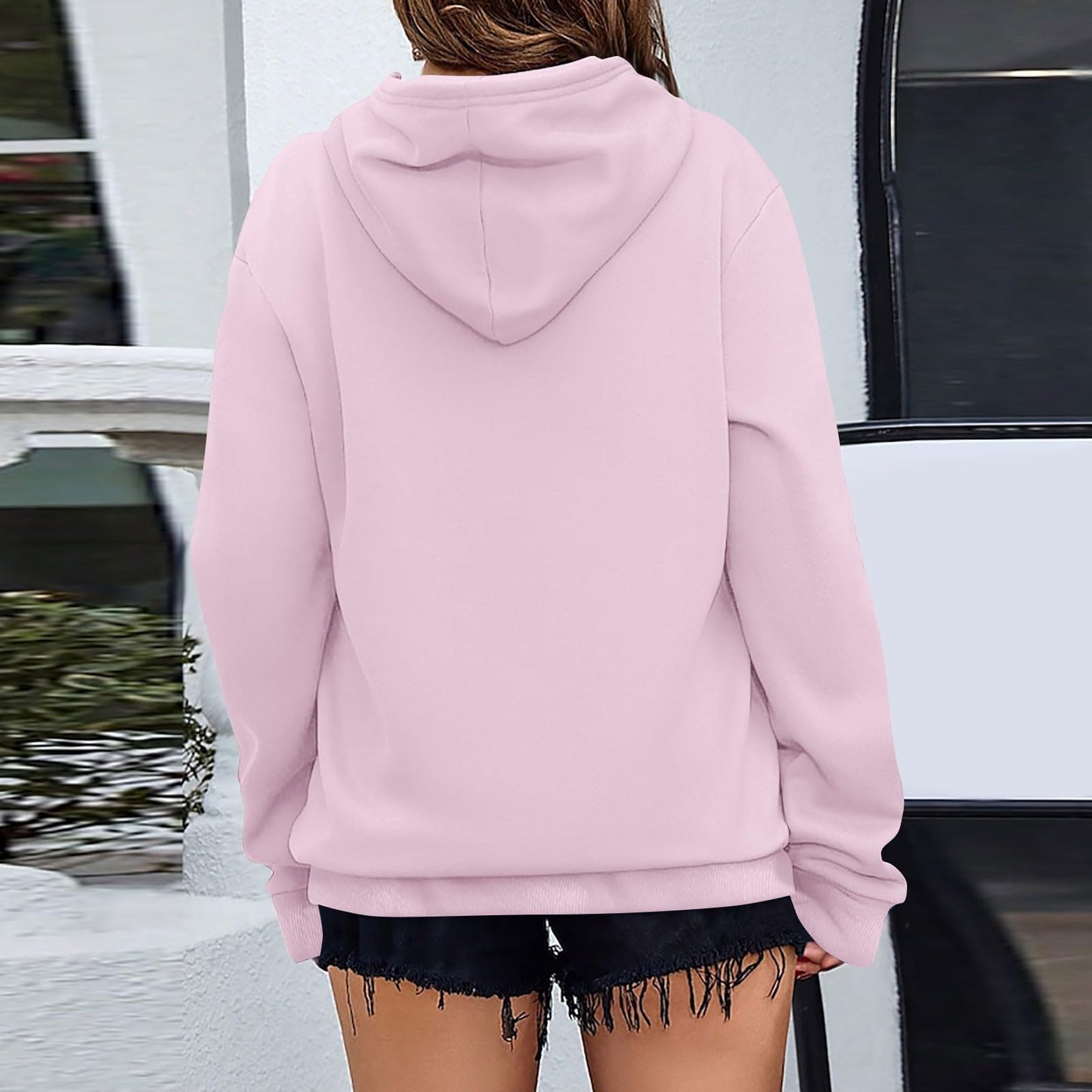 Women's Casual Hoodies Long Sleeve Lightweight Solid Pullover Tops Loose Fall Winter Sweatshirt with Pocket