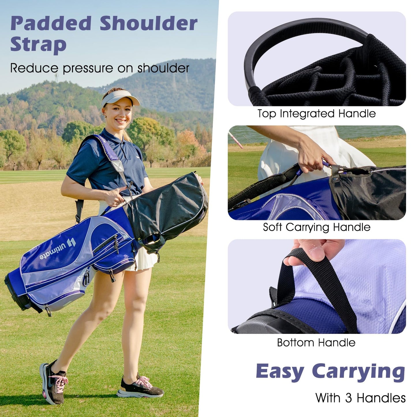 Tangkula 12 Pieces Women’s Complete Golf Club Set Right Hand, Golf Club Package Set with 460CC #1 Driver & #3 Fairway & #5 Hybrid & #5/#6/#7/#8/#9/#P/#S Irons, Putter, Portable Golf Cart Bag