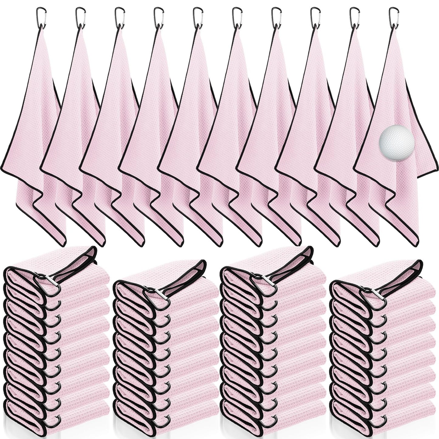 Batiyeer Golf Towels Bulk for Bags 16'' x 24'' Microfiber Waffle Pattern Golf Towels Trifold with Clip for Hiking,Tournament, Yoga