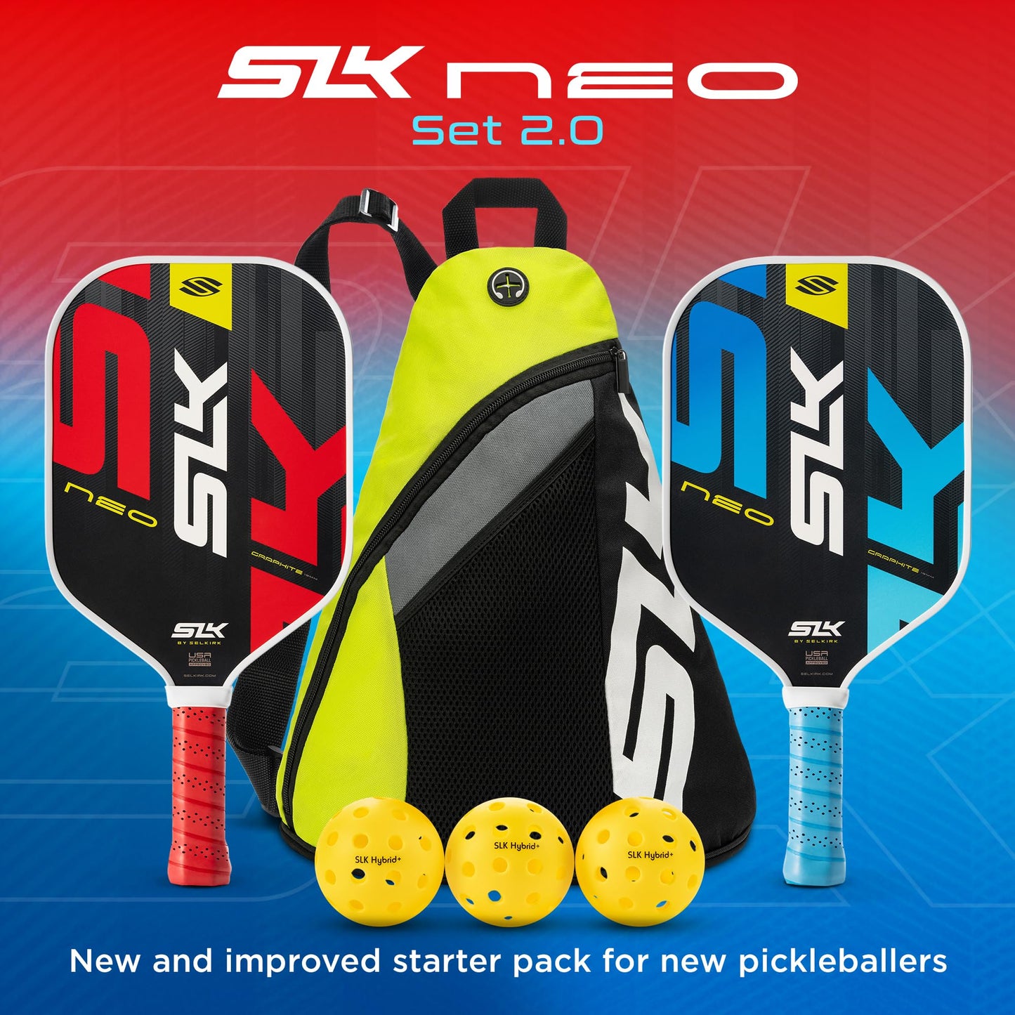 Selkirk Sport SLK Pickleball Paddles Set of 2 | Designed in The USA | Choose The SLK Neo Graphite, SLK Neo Fiberglass Pickleball Set or SLK Atlas Pickleball Bundle