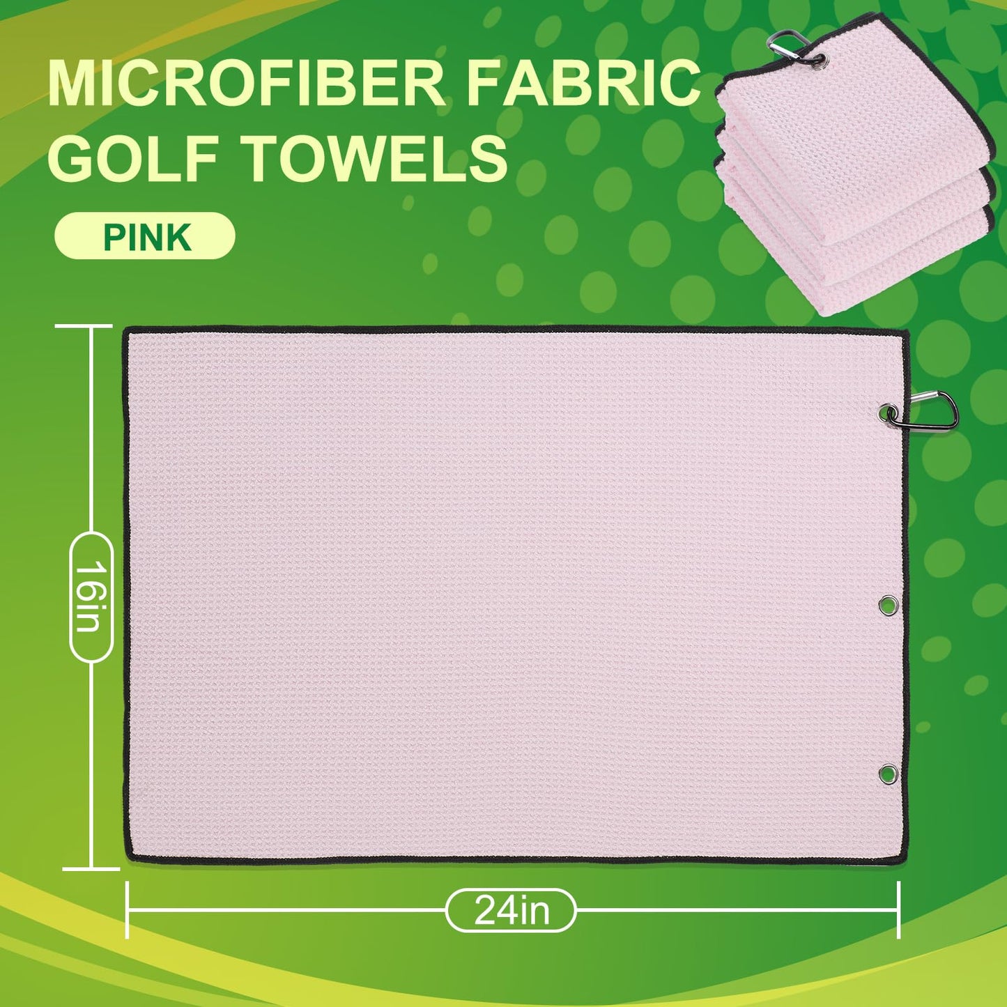 Batiyeer Golf Towels Bulk for Bags 16'' x 24'' Microfiber Waffle Pattern Golf Towels Trifold with Clip for Hiking,Tournament, Yoga