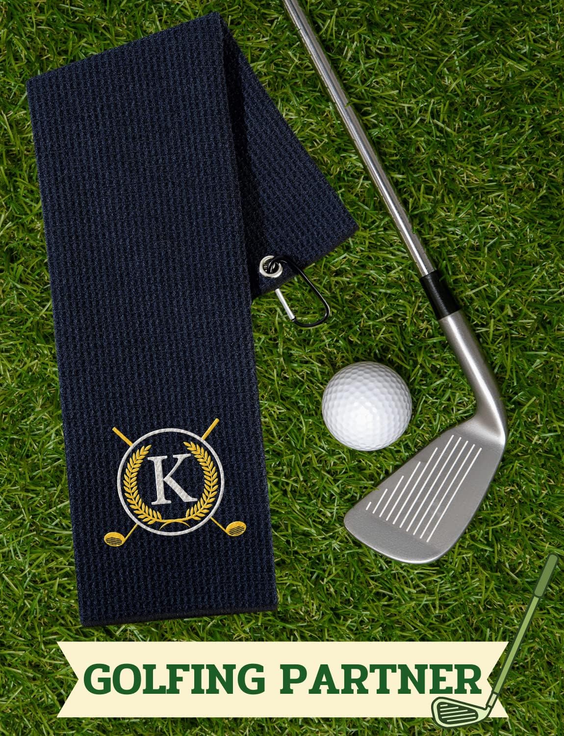 Golf Towels Gift, Monogrammed Golf Towels for Golf Bags for Men and Women on National Golf Day, Retirement, Birthday, and Christmas, 16”x 24” Microfiber Golf Towel - Initial A