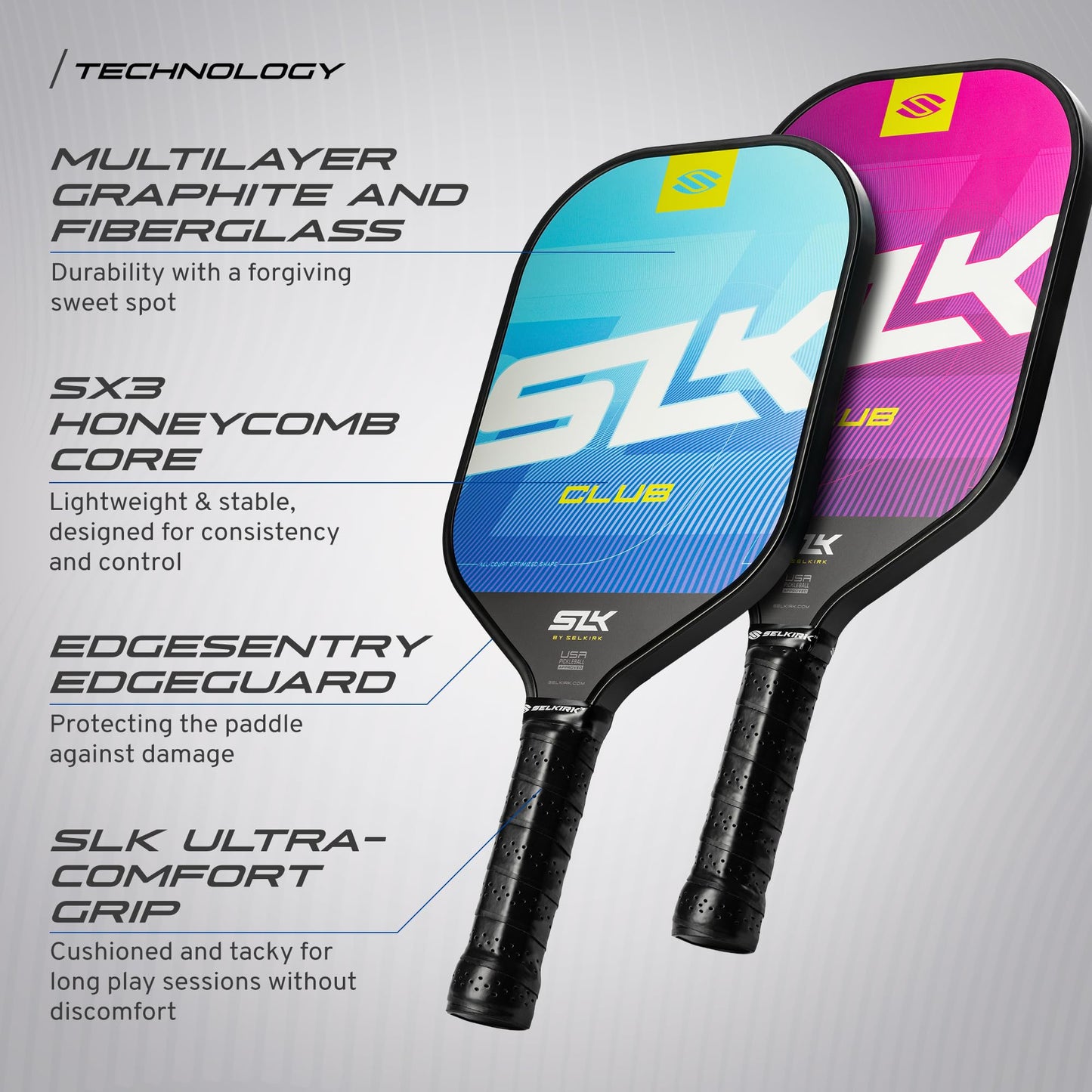 Selkirk Sport SLK Pickleball Paddles Set of 2 | Designed in The USA | Choose The SLK Neo Graphite, SLK Neo Fiberglass Pickleball Set or SLK Atlas Pickleball Bundle
