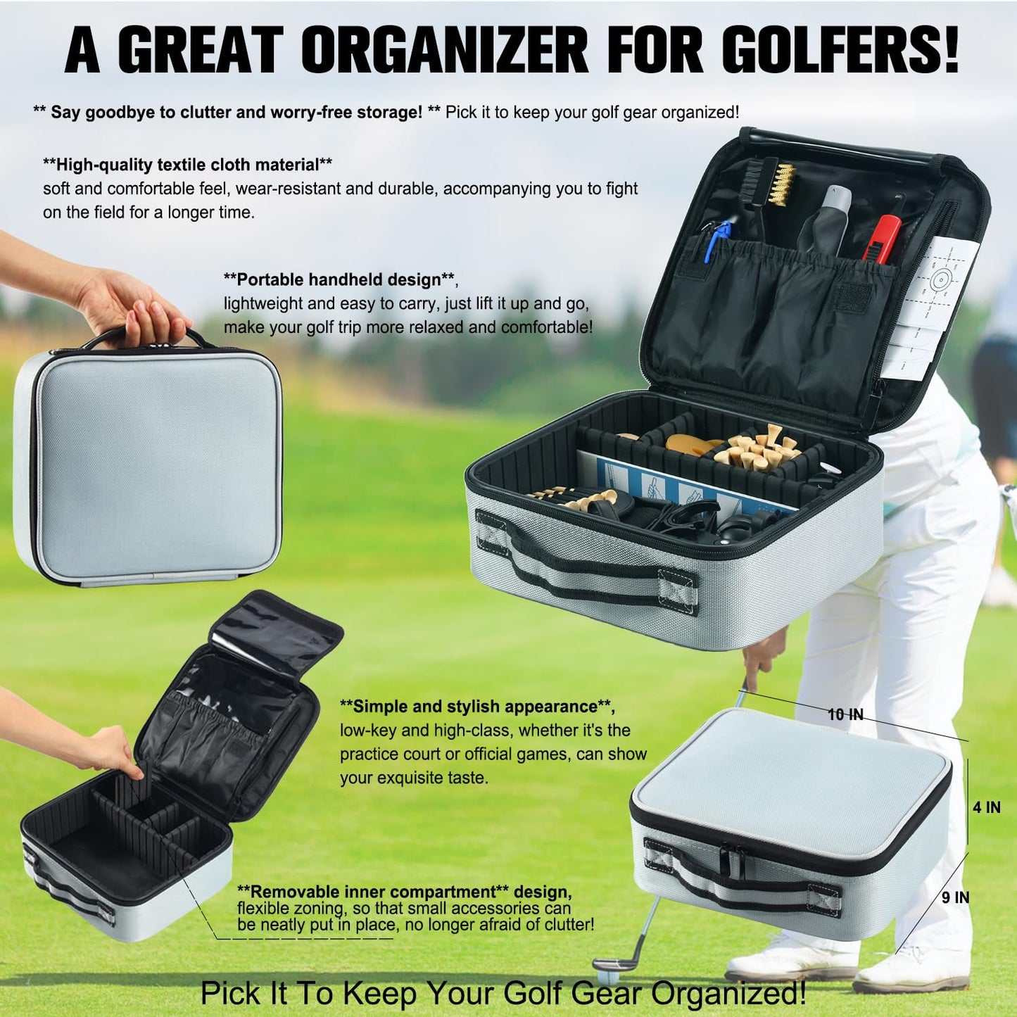 Golf Accessories Kit, Golf Gifts for Men & Women, Golf Essentials Tools, Golf Stuff Gear, Golf Tees, Golf Club Regripping Kit, Divot Repair Tool,Golf Club Brush