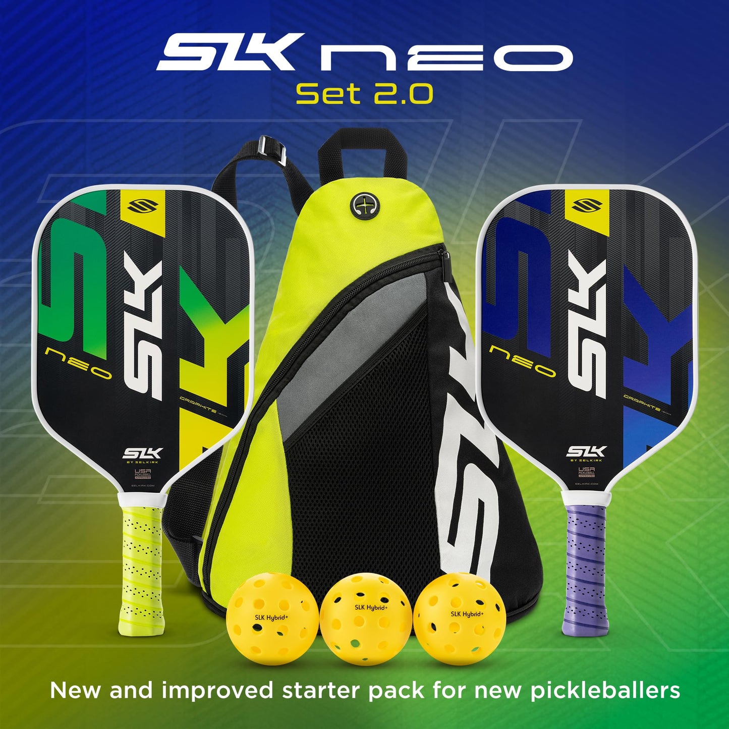 Selkirk Sport SLK Pickleball Paddles Set of 2 | Designed in The USA | Choose The SLK Neo Graphite, SLK Neo Fiberglass Pickleball Set or SLK Atlas Pickleball Bundle