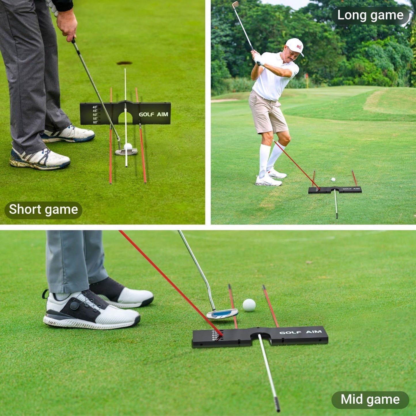 3.0 Golf Swing Training Aid with 8 Alignment Sticks, Golf Putting Practice Tool with 5 Angles, Position Training Aid for Proper Ball Path and Swing Plane, Indoor Outdoor