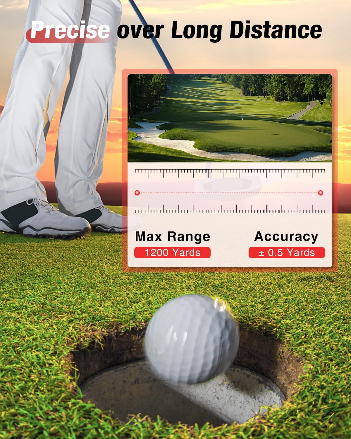 Range Finder Golf Rangefinder with Slope - 1200 Yards Laser Range Finder with Flag Lock, Vibration, 7X Magnification, Rechargeable with Magnetic Mount – Ideal Golf Accessories for Golfers & Hunting