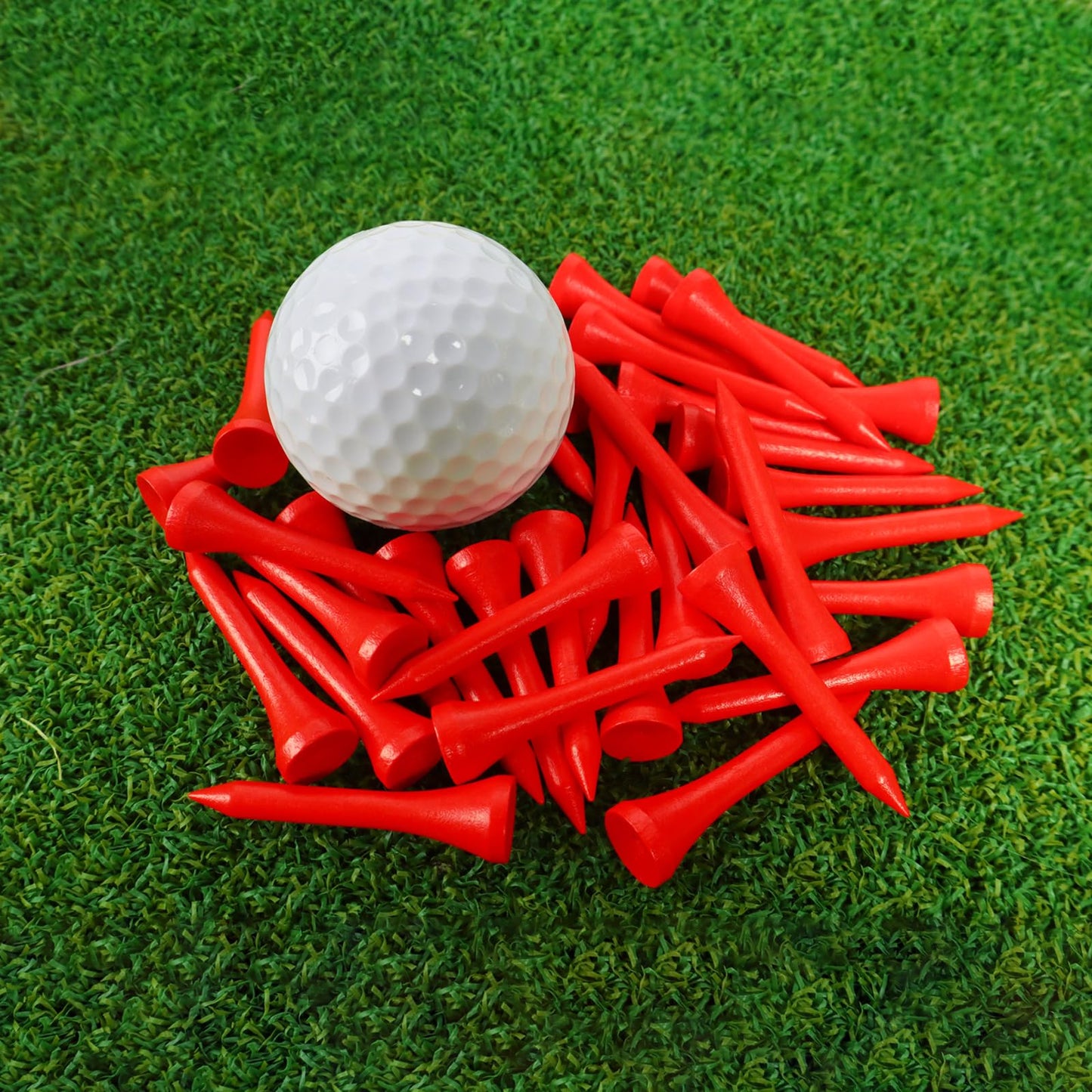 FINGER TEN Bamboo Golf Tees Wood 1 1/2 2 3/4 3 1/4 Inch Wooden Short Long Tee Color Bulk 250/500/1000/2000 Count for Men Women Kids in Red Pink USA Flag