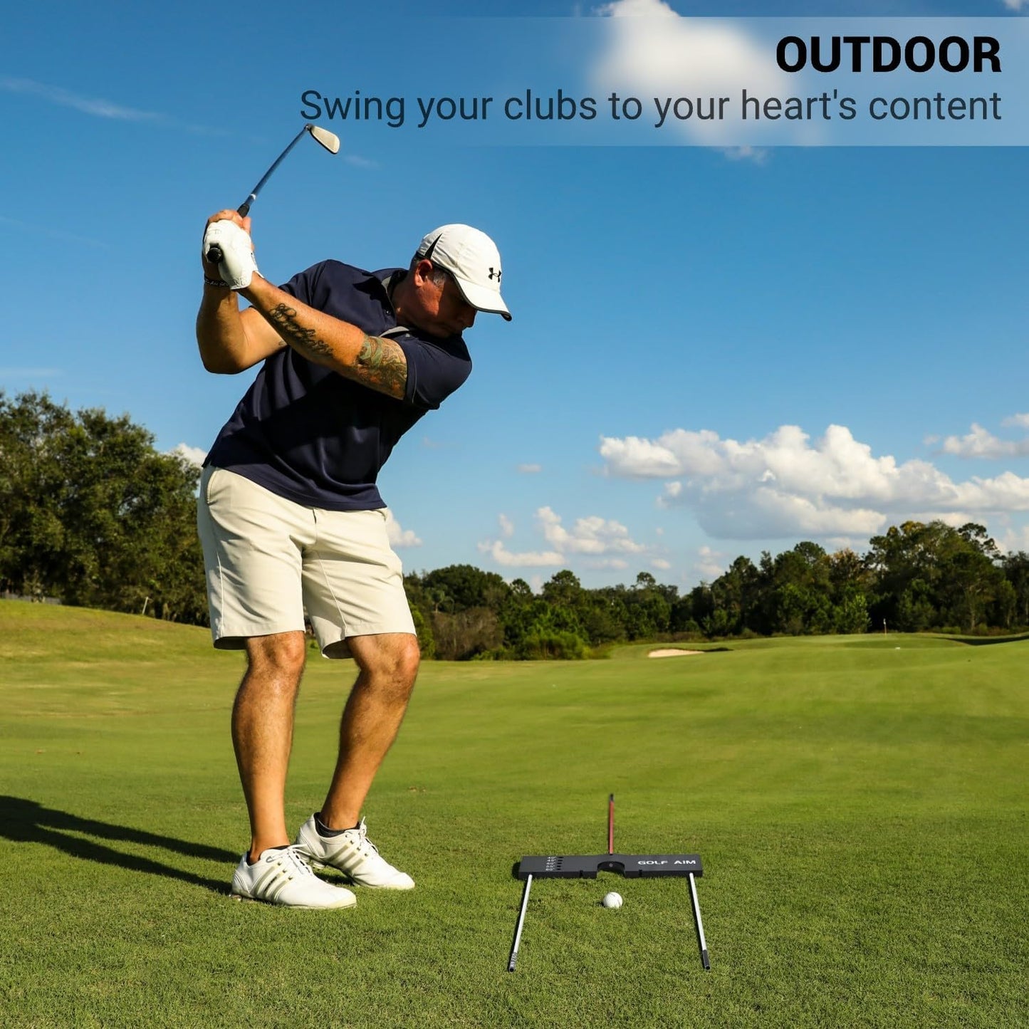 3.0 Golf Swing Training Aid with 8 Alignment Sticks, Golf Putting Practice Tool with 5 Angles, Position Training Aid for Proper Ball Path and Swing Plane, Indoor Outdoor